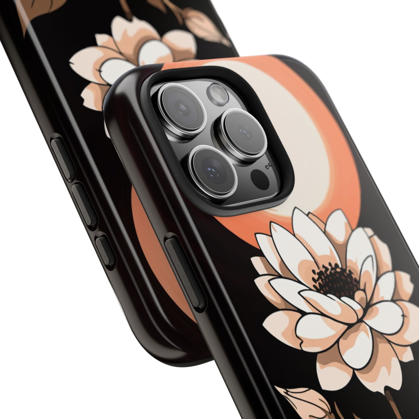 Elegant Contrast Floral Tough Phone Case - Stylish Protection for Your Device - for iPhone