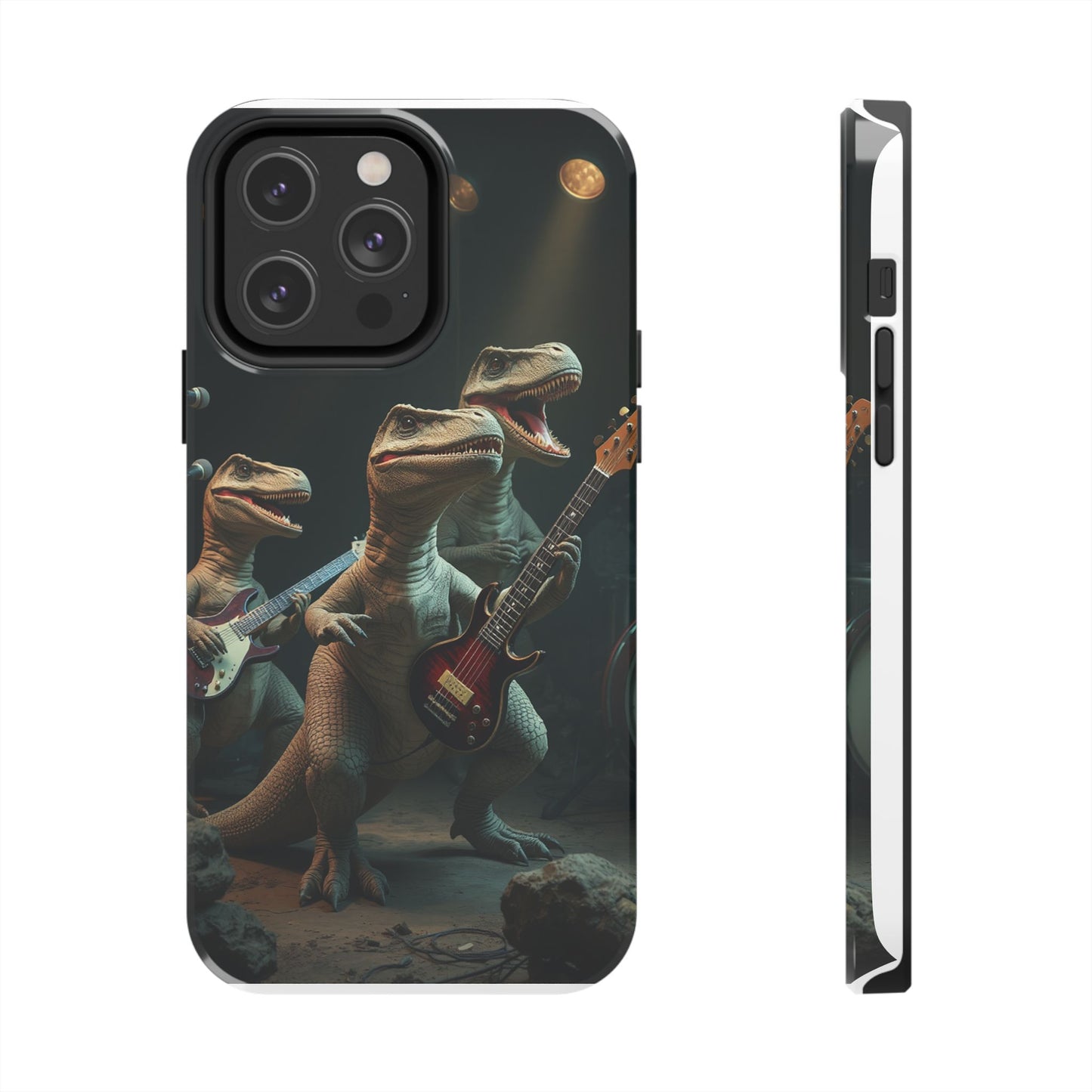 Rockin' Dinosaur Tough Phone Cases - Perfect for Music Lovers and Kids!