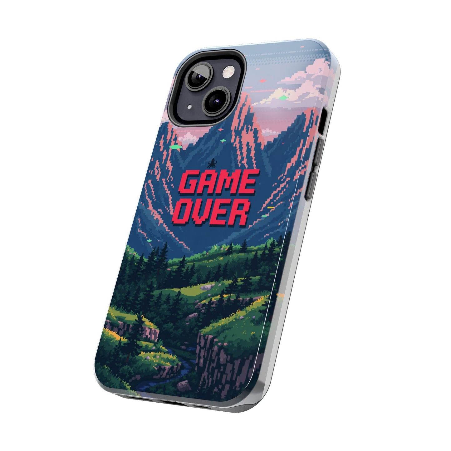 Pixel Art Tough Phone Case - 'Game Over' Design for Gamers
