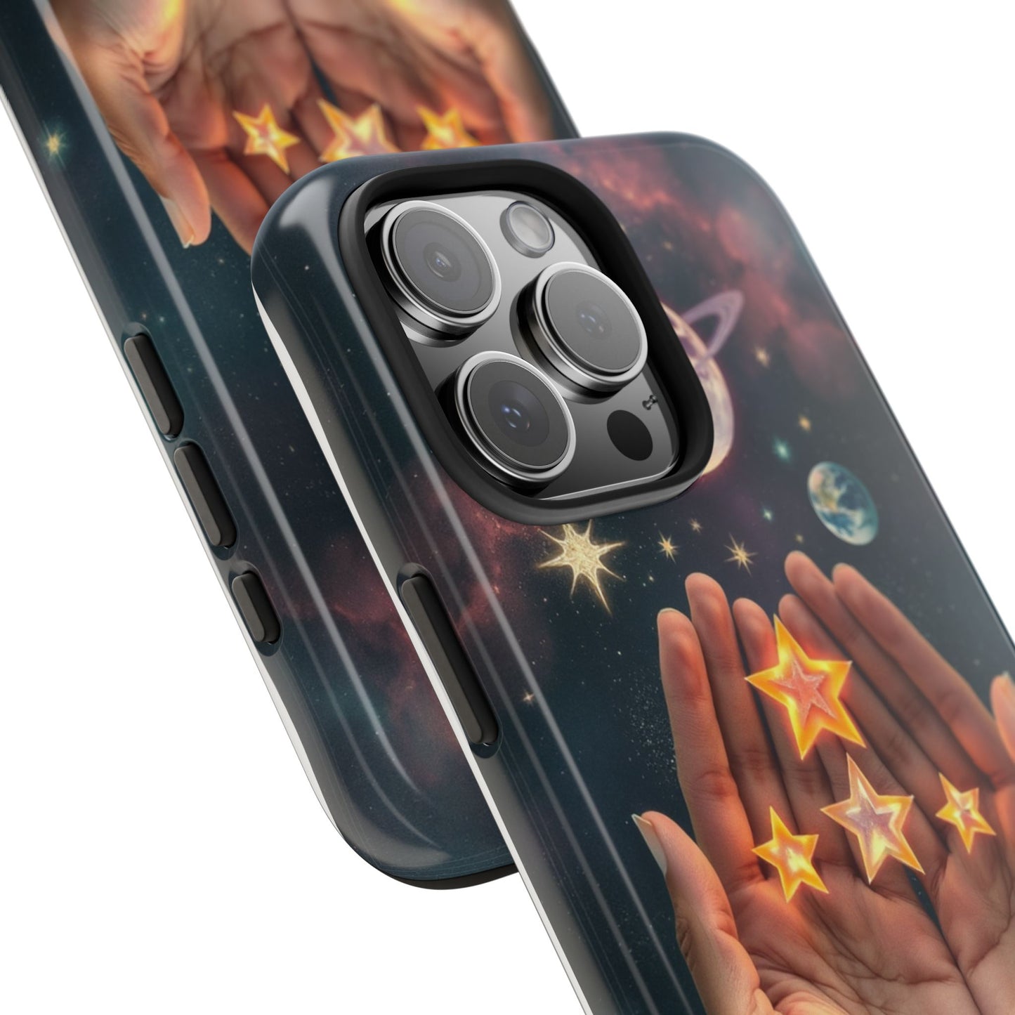 Galaxy Hands Tough Phone Case - Celestial Design for Star Lovers