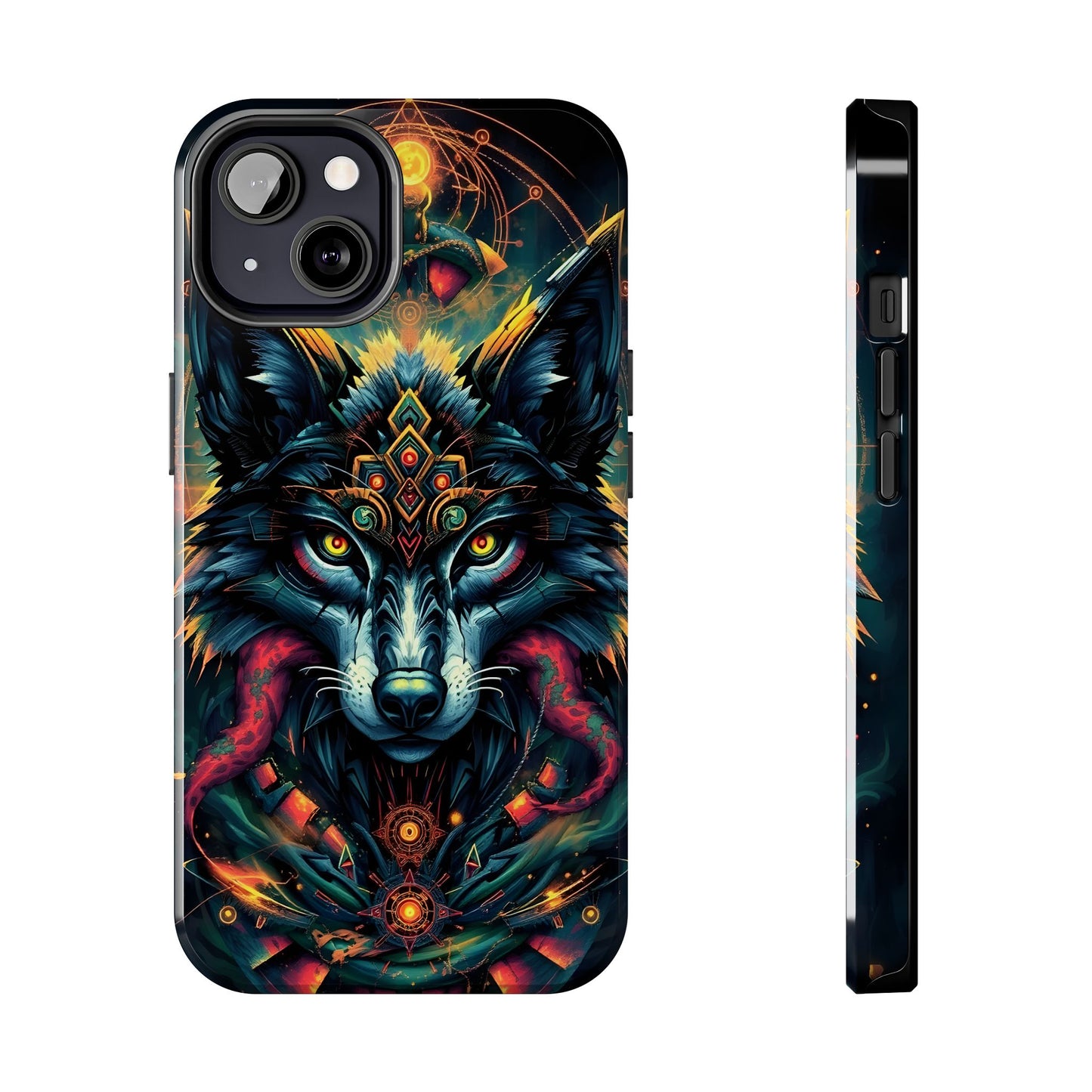 Vibrant Mystical Wolf Art Tough Phone Case - Durable & Unique Design for Animal Lovers - for iPhone
