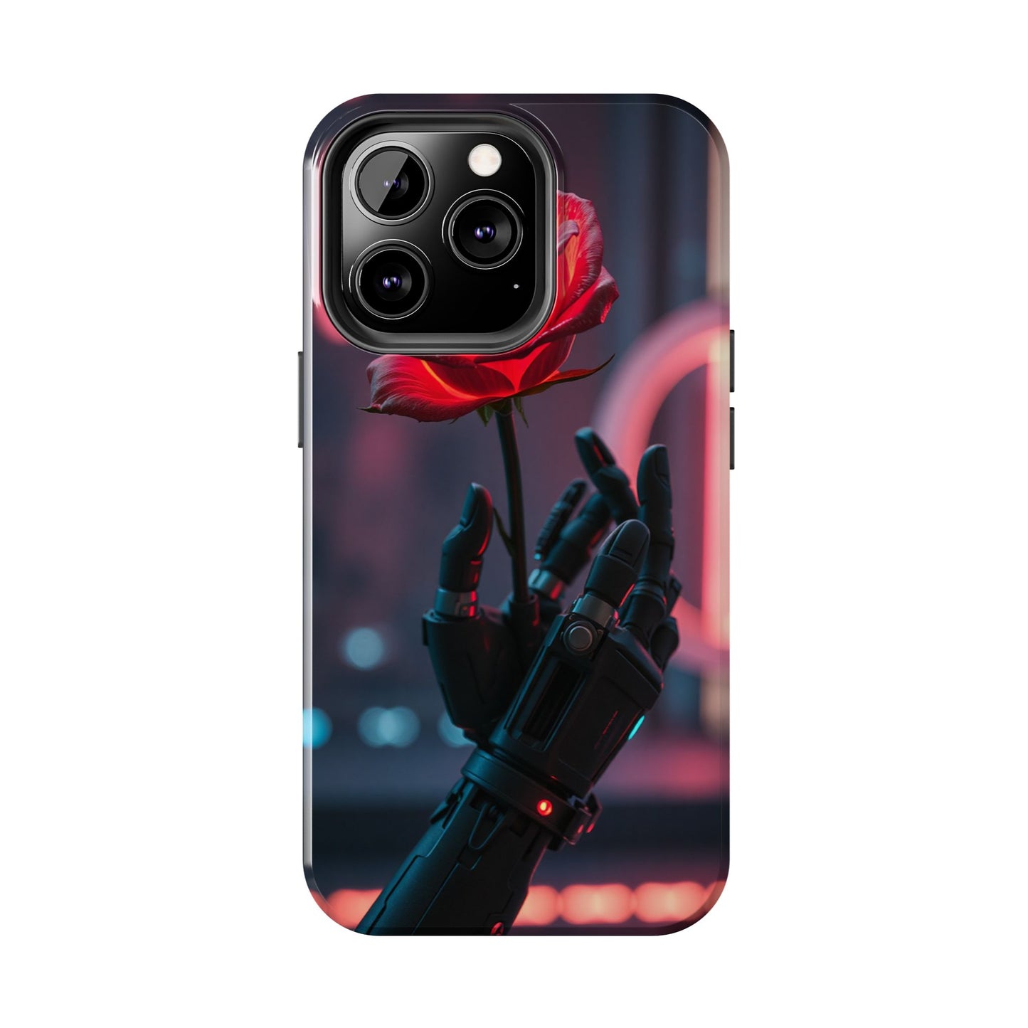 Futuristic Tough Phone Case with Robotic Rose Design | Durable Protection