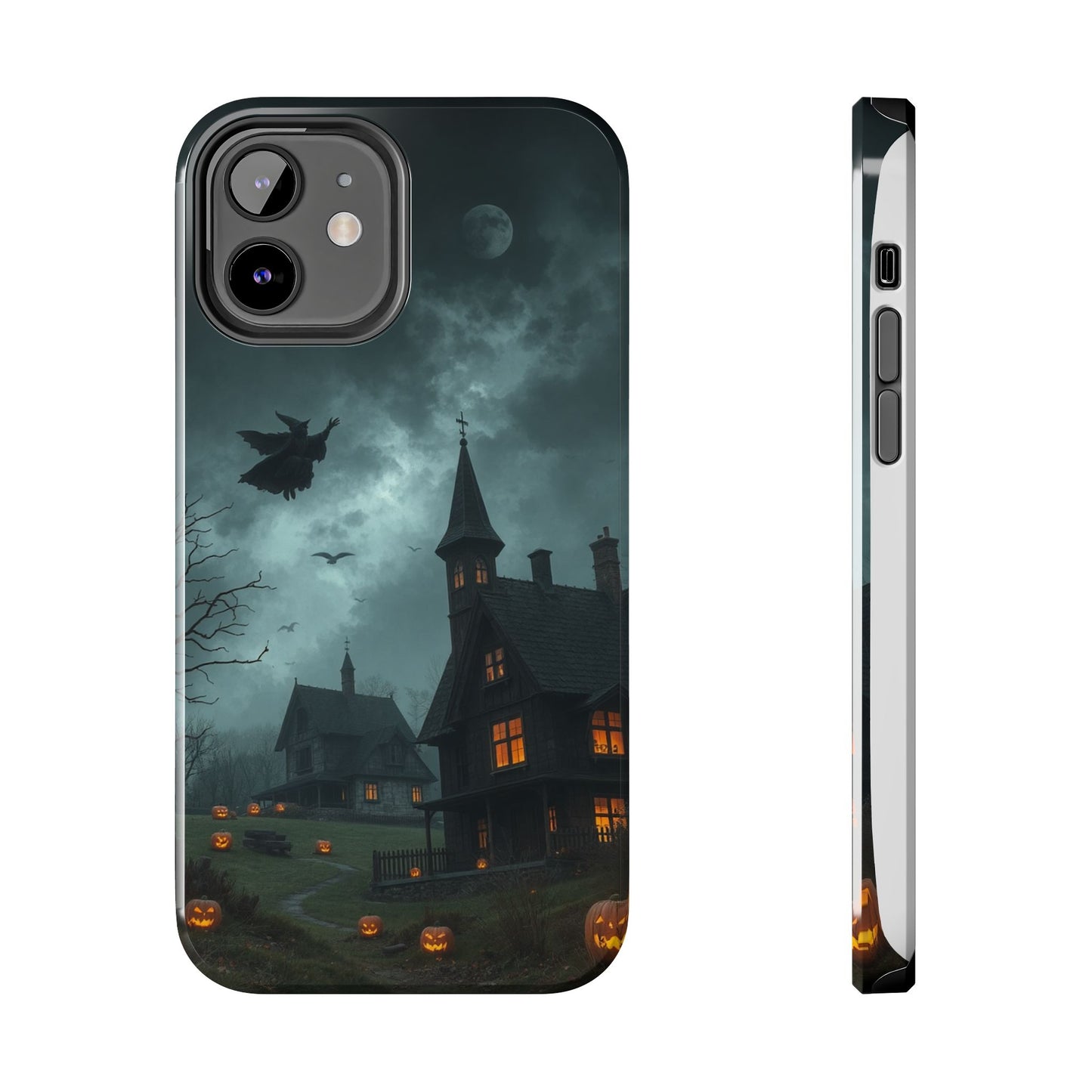 Halloween-Themed Tough Phone Case with Spooky House Design