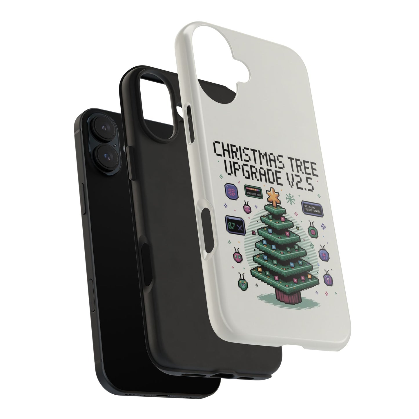 Christmas Tree Upgrade Tough iPhone Case - Pixel Art Design