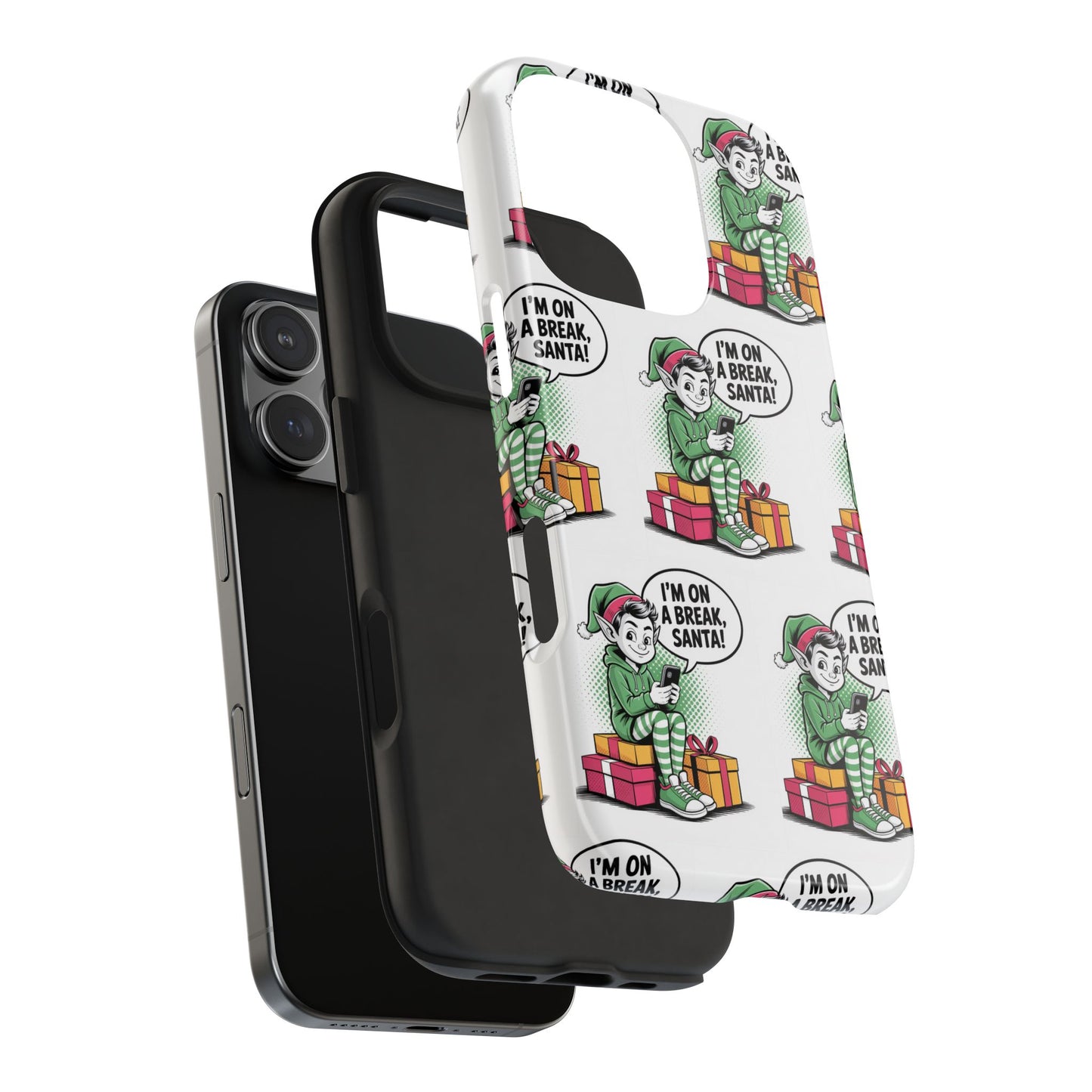 Christmas Elf Tough Phone Case - I'm on a Break, Santa Pattern!