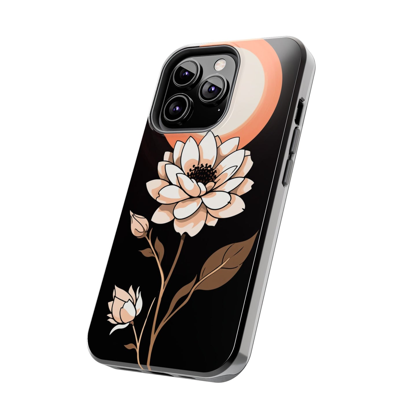 Elegant Contrast Floral Tough Phone Case - Stylish Protection for Your Device - for iPhone