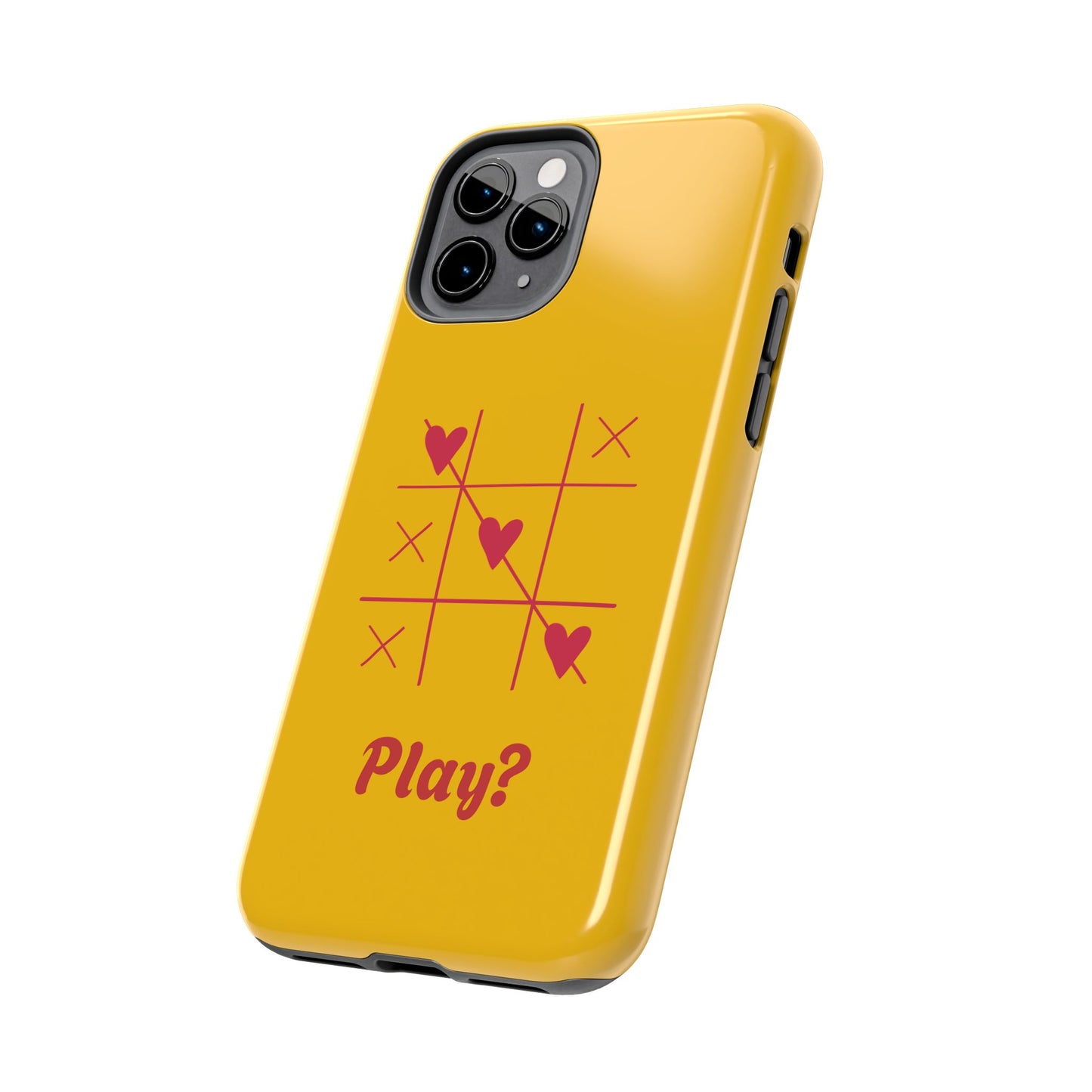 Heart Game Tough Phone Case - Fun Yellow Design for Gamers & Loved Ones - for iPhone