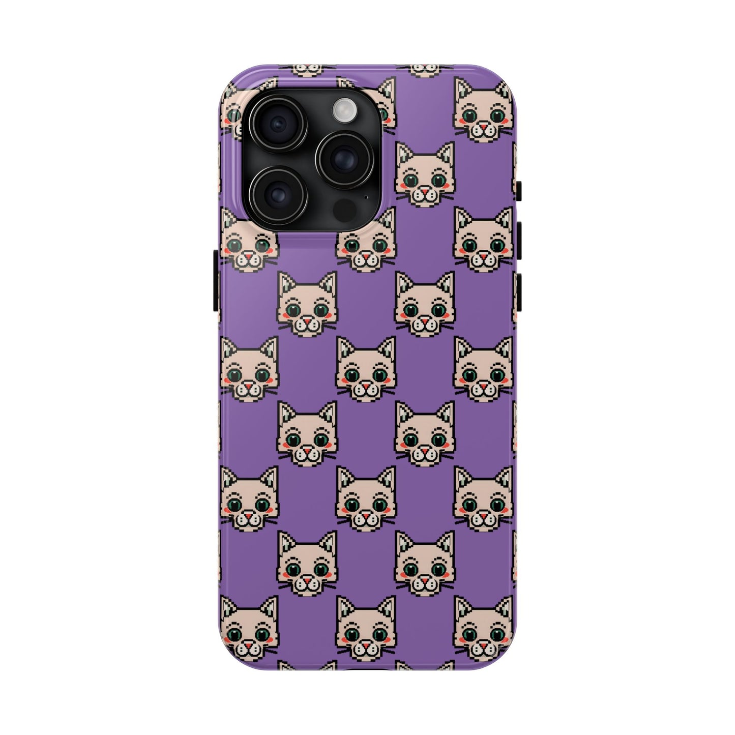 Cute Pixel Cat Tough Phone Case – Fun and Durable Protection for Cat Lovers - for iPhone
