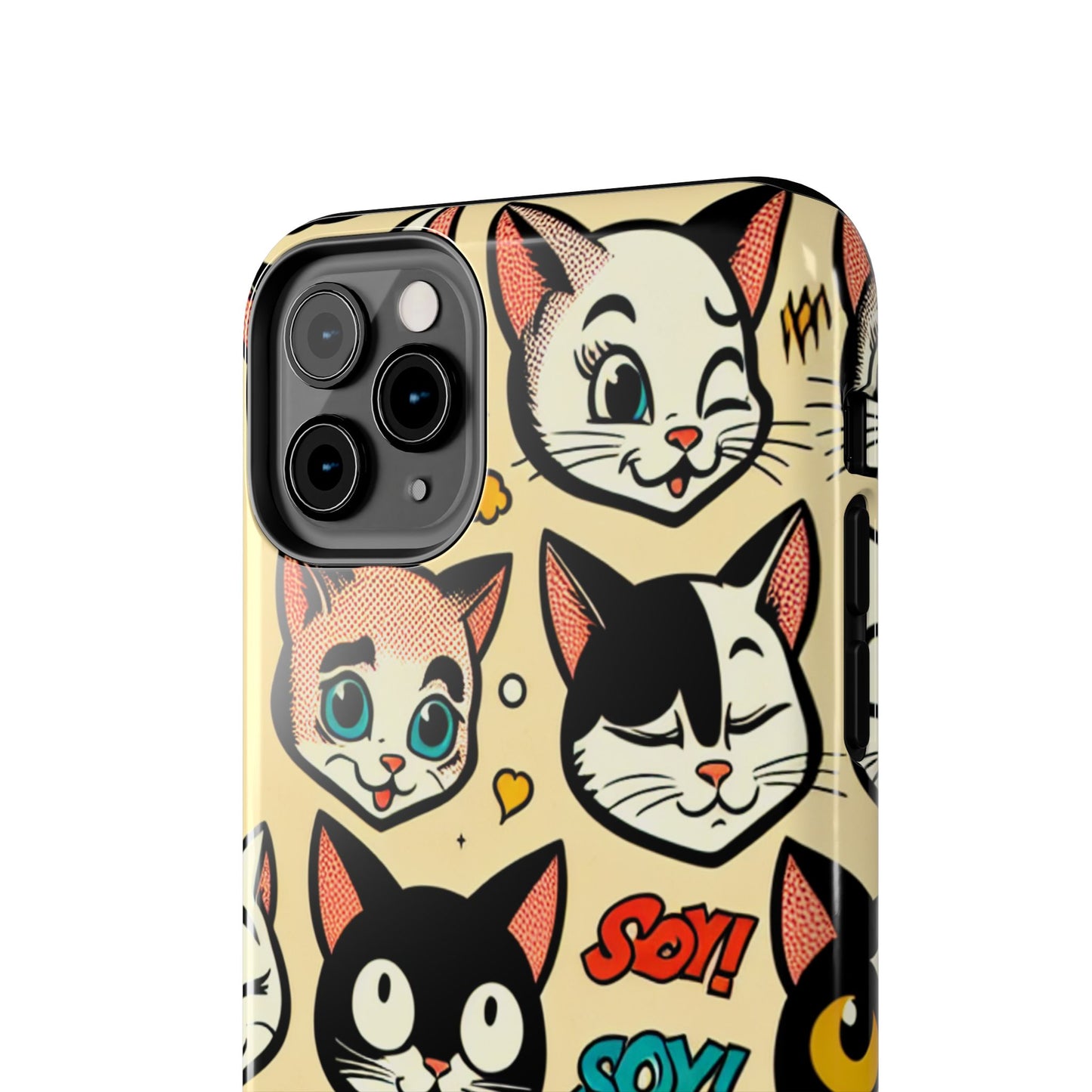 Playful Cat-Themed Tough Phone Case - Pet Pattern - for iPhone