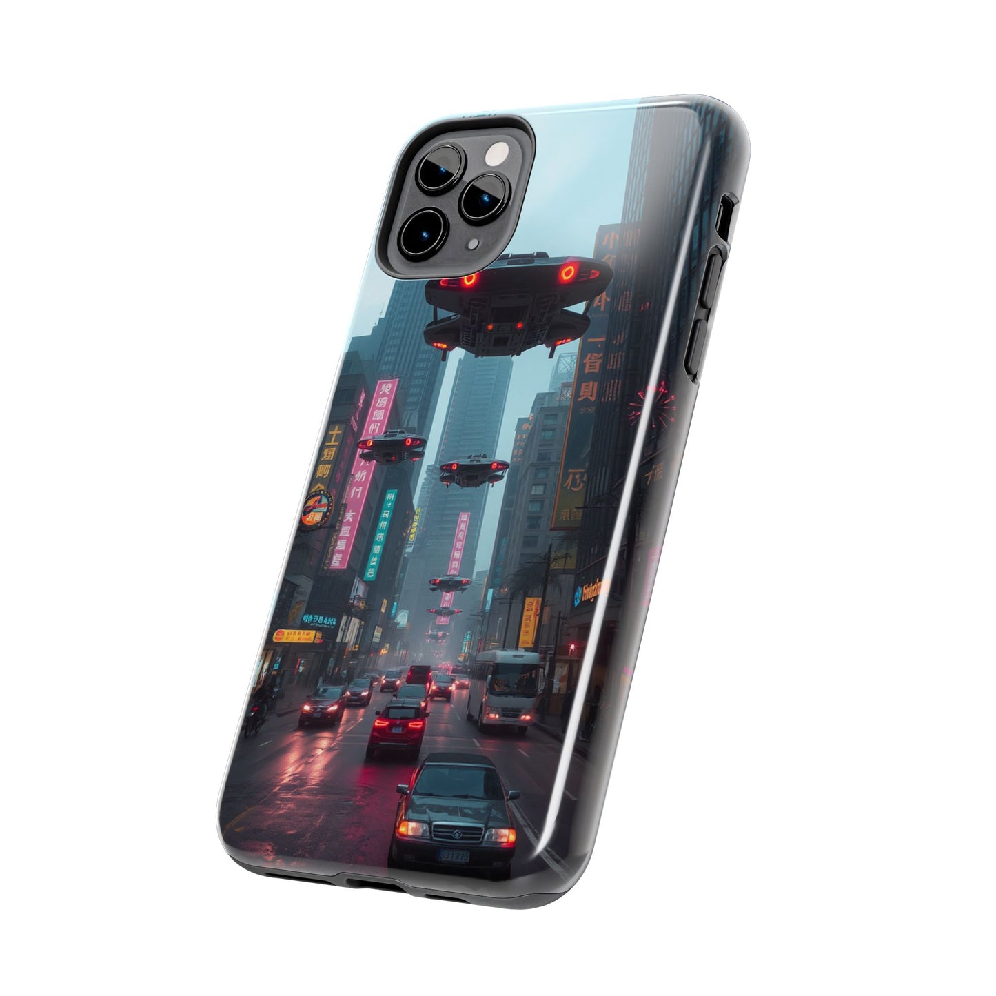 Futuristic City Tough Phone Case - Sci-Fi Design for Urban Explorers