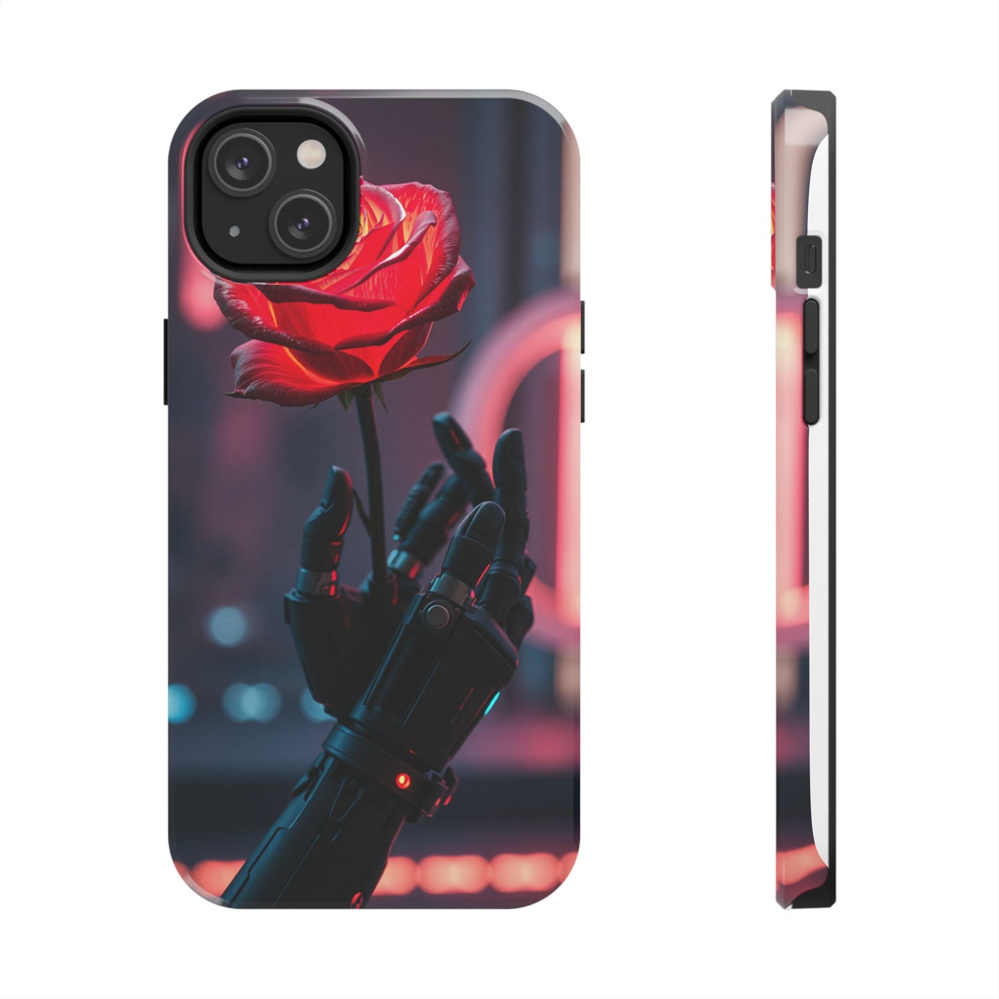Futuristic Tough Phone Case with Robotic Rose Design | Durable Protection