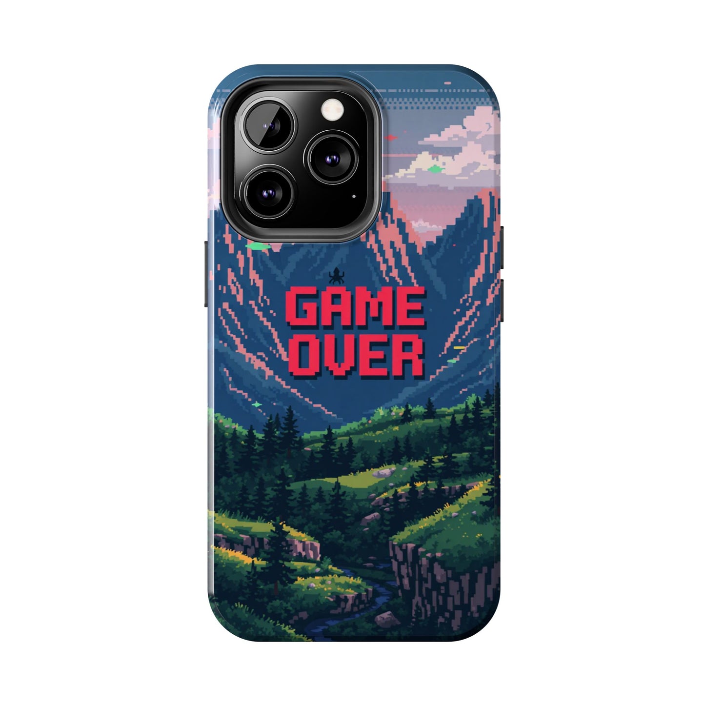Pixel Art Tough Phone Case - 'Game Over' Design for Gamers