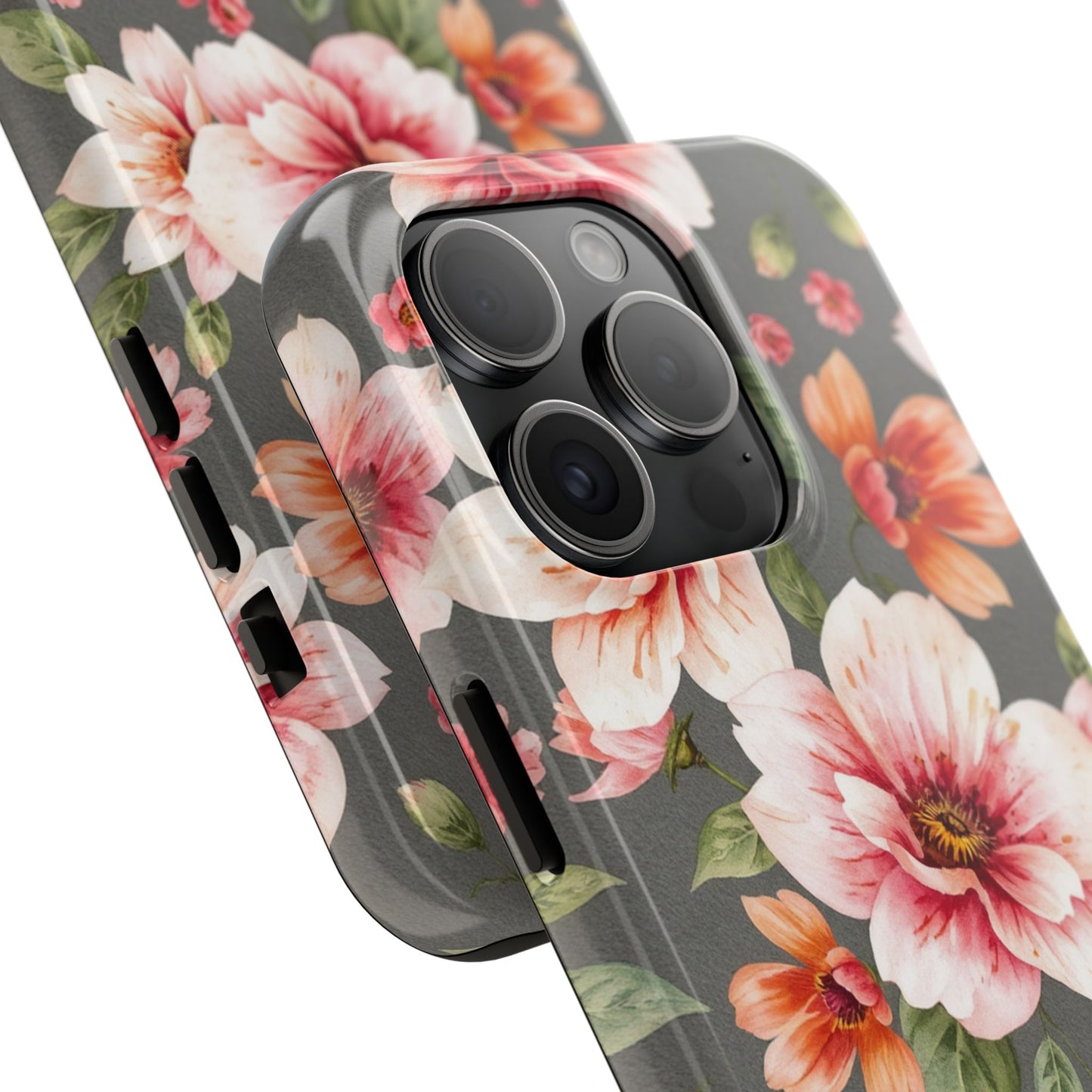 Floral Pink Tough Phone Case - Stylish & Durable Floral Design - for iPhone