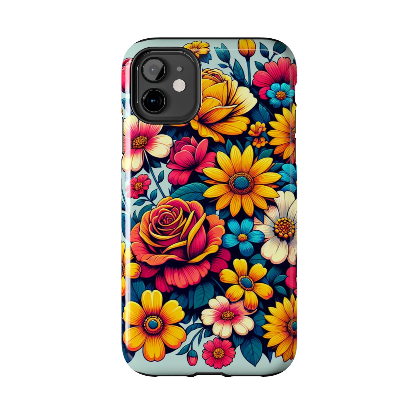 Vibrant Floral Tough Phone Case - Colorful Flower Design - for iPhone
