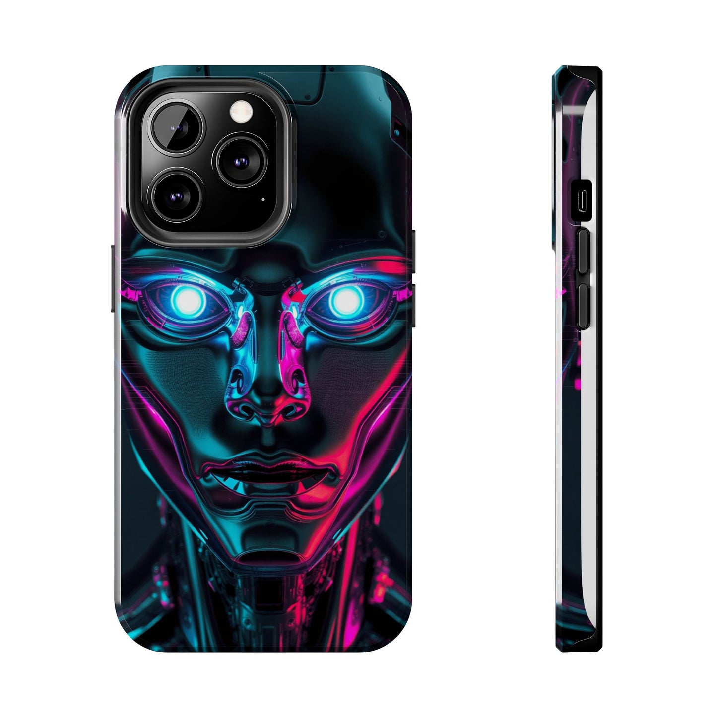 Futuristic Phone Case, Tough Phone Cover, Cyberpunk Style, Robot Design, Gift for Tech Lovers, Unique Phone Accessories