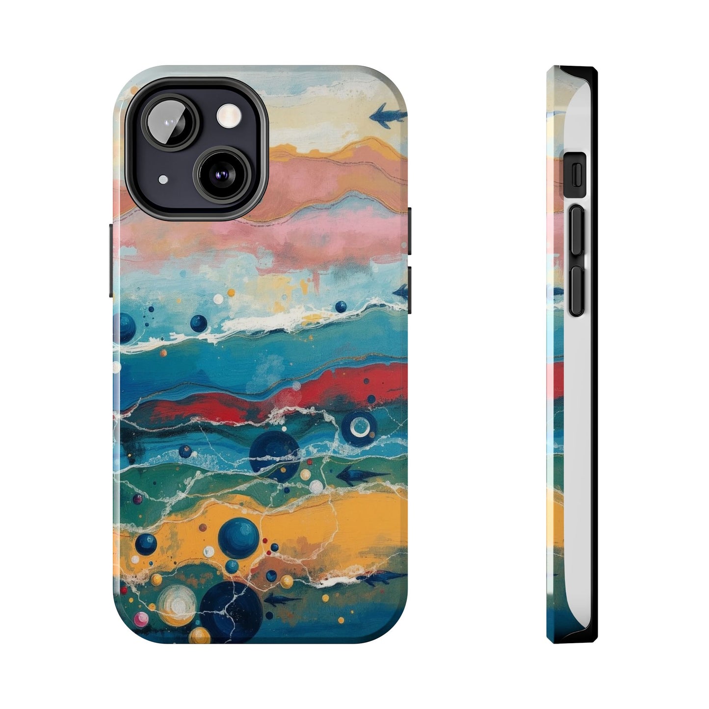 Artistic Tough Phone Case - Vibrant Waves Design for Unique Style
