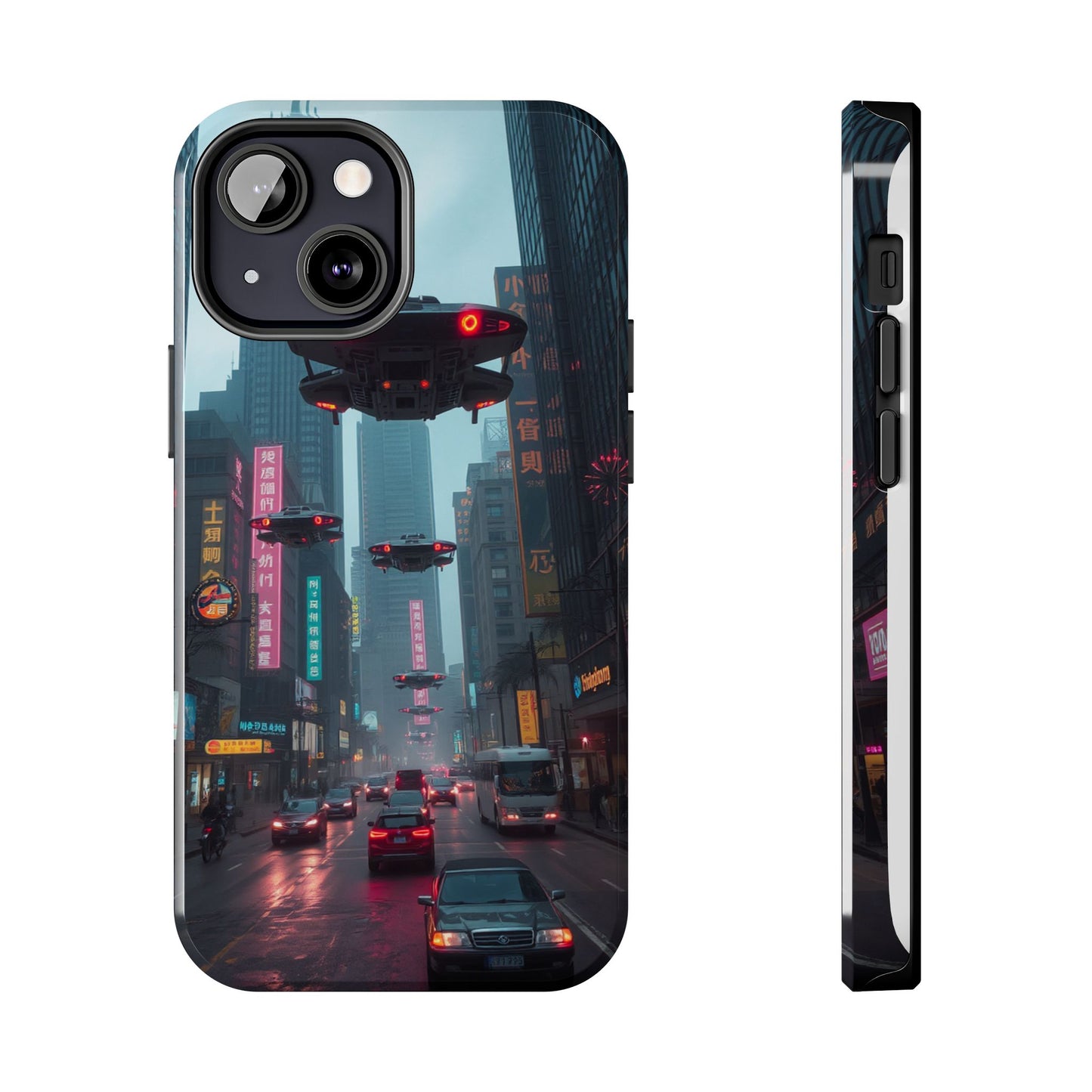 Futuristic City Tough Phone Case - Sci-Fi Design for Urban Explorers