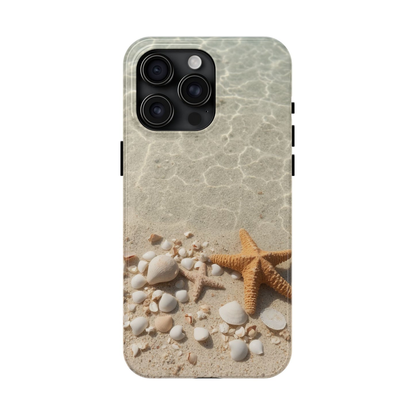 Beach-Inspired Tough Phone Case with Starfish and Seashell Design