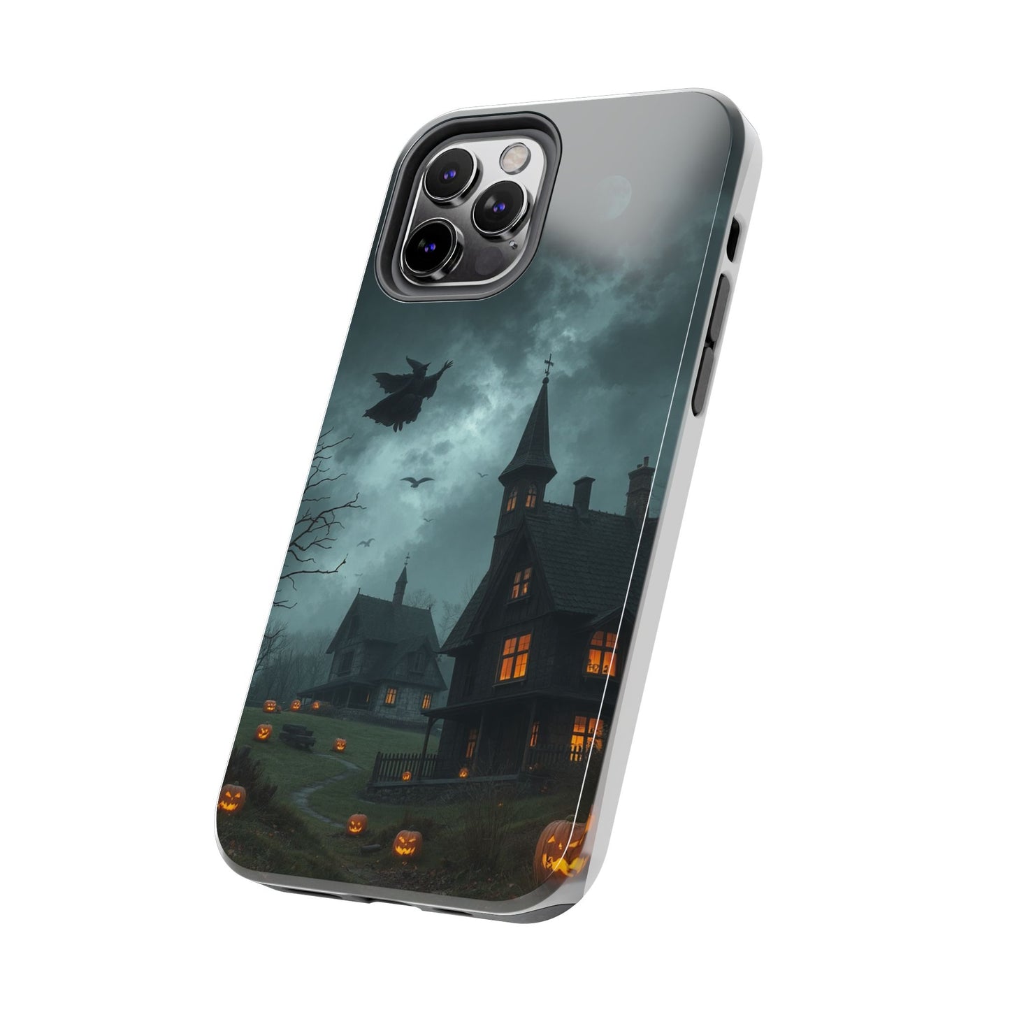 Halloween-Themed Tough Phone Case with Spooky House Design
