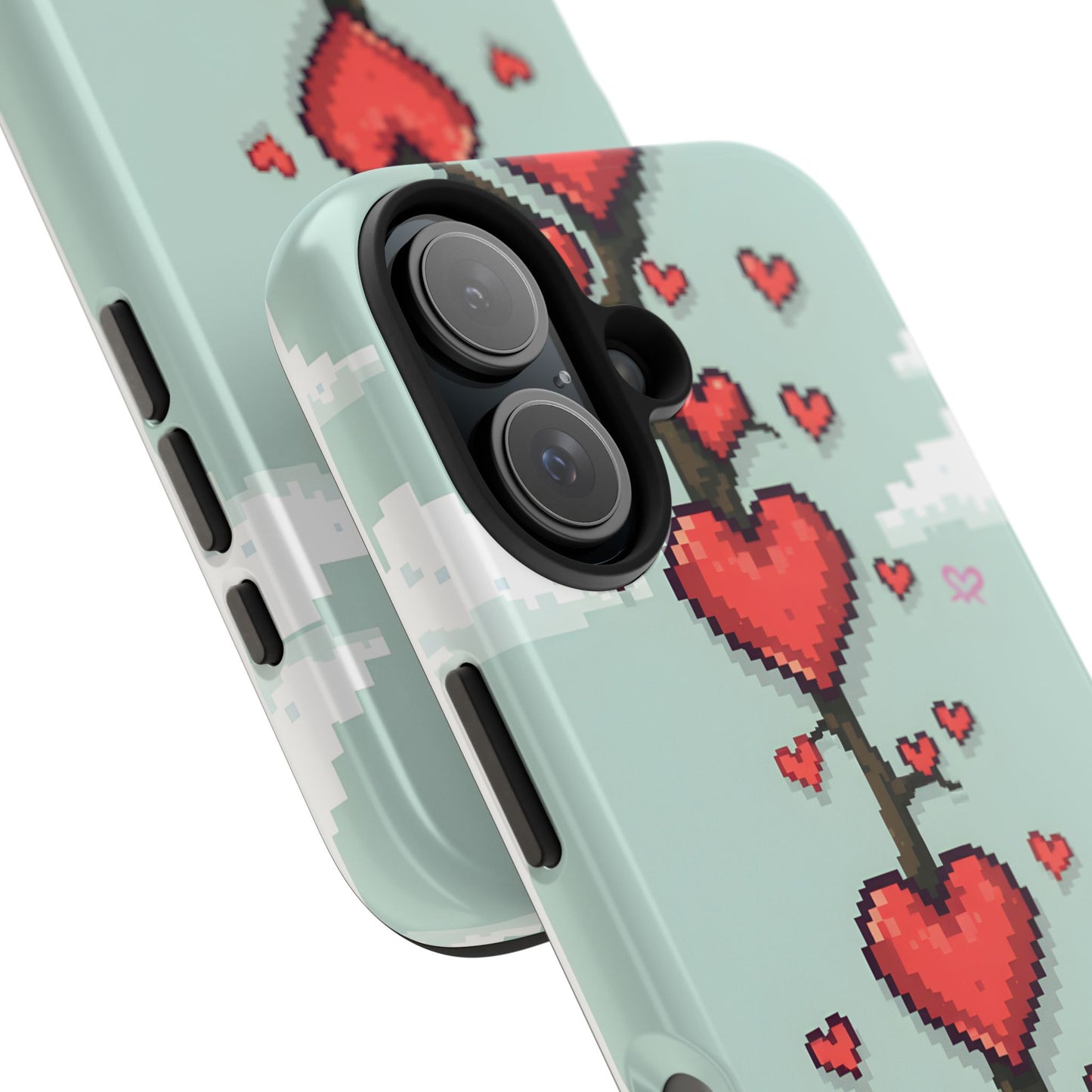 Pixelated Love Hearts Tree | Tough Phone Case - Cute Design - for iPhone