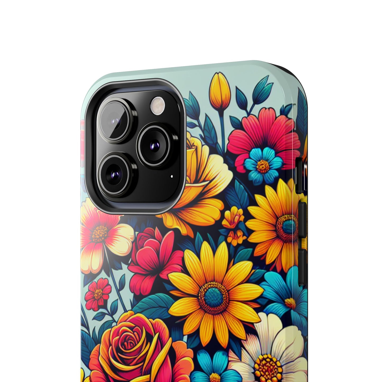Vibrant Floral Tough Phone Case - Colorful Flower Design - for iPhone