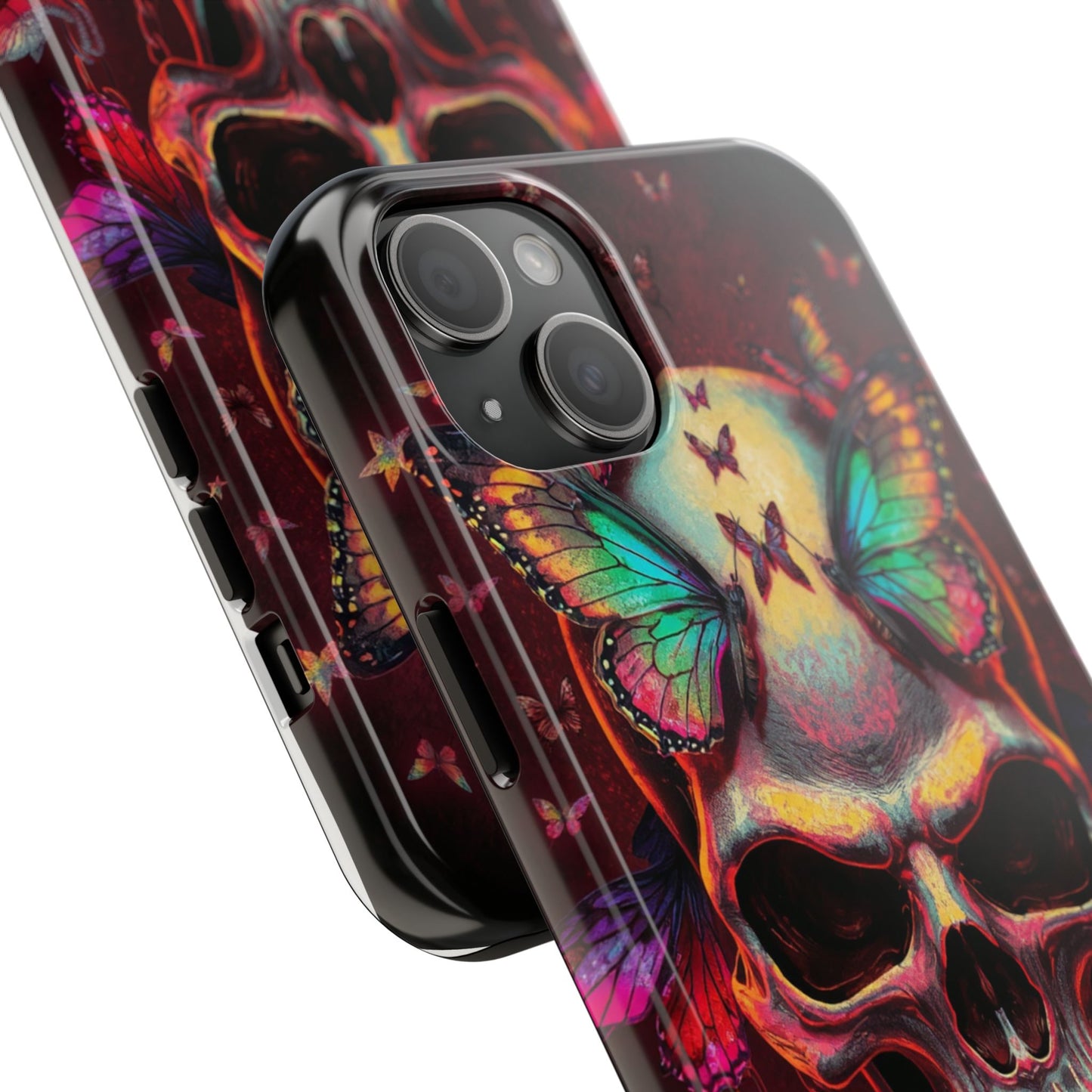Gothic Skull Phone Case with Butterflies - Durable Tough Phone Case
