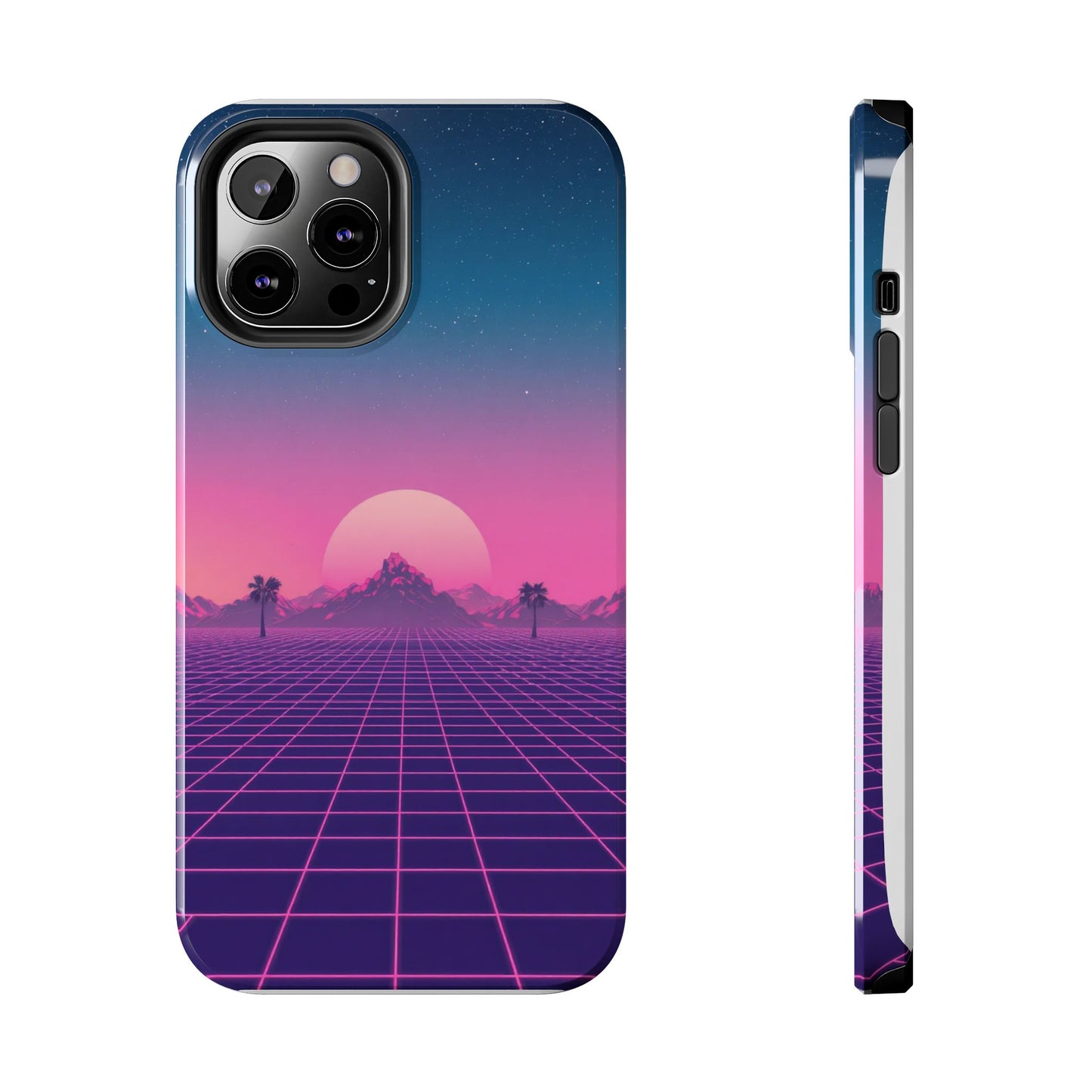 Retro Aesthetic Tough Phone Case - Vibrant Sunset Design