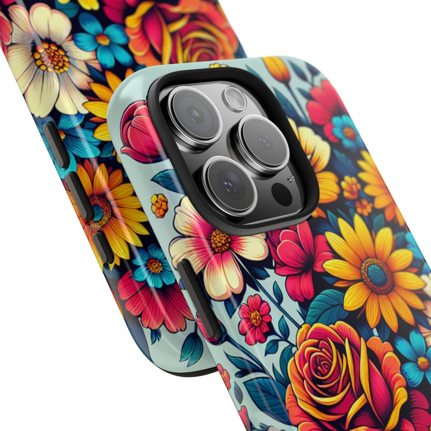Vibrant Floral Tough Phone Case - Colorful Flower Design - for iPhone
