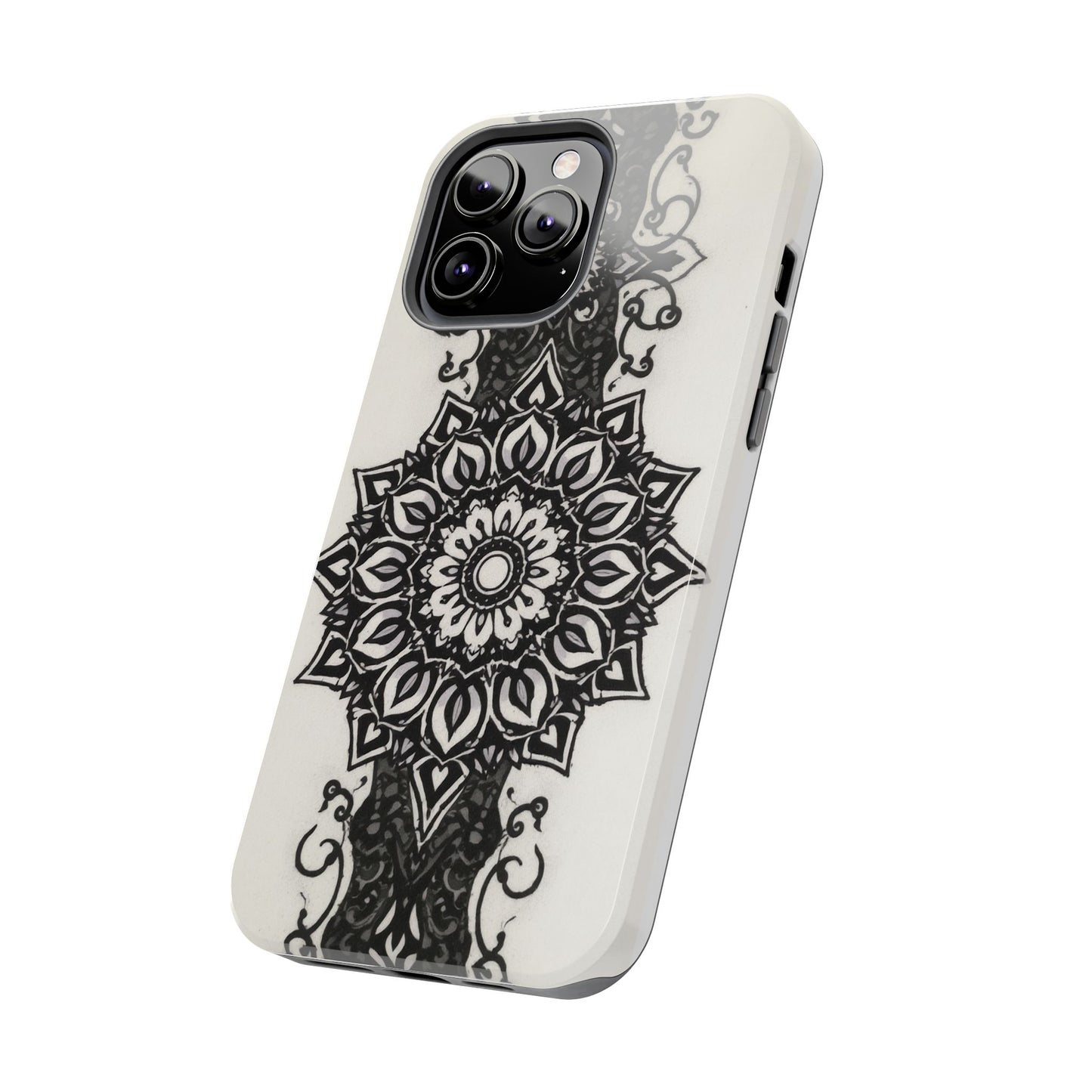 Stylish Tough Phone Cases with Dark Mandala Design - Durable and Unique Protection - for iPhone