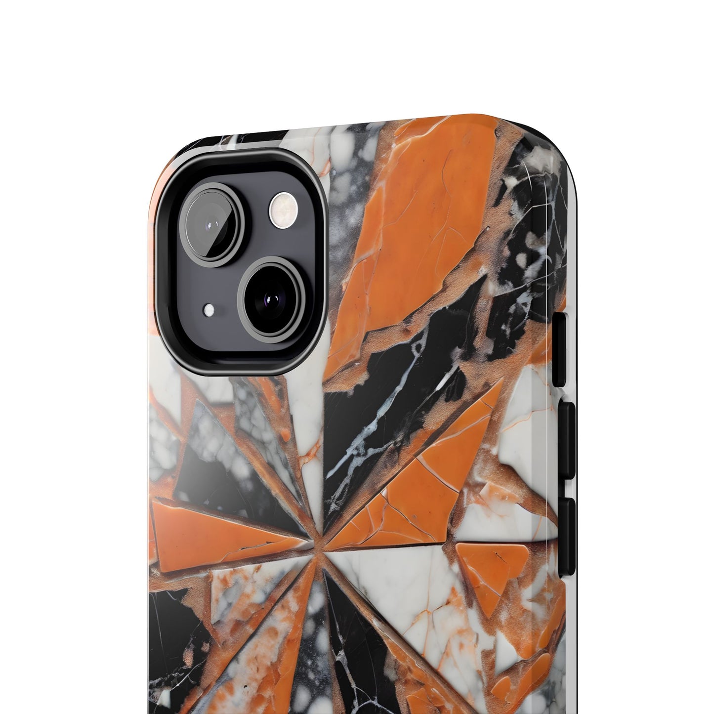 Shattered Pieces Marble Black and Orange Tough Phone Case - for iPhone
