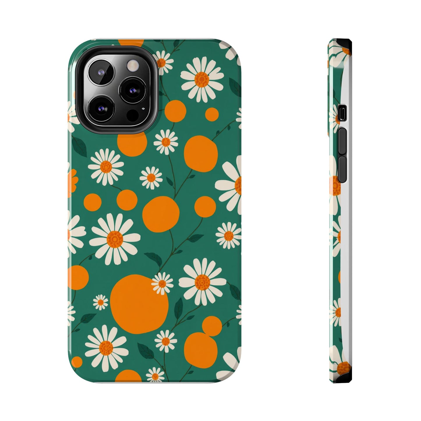 Floral Tough Phone Case - Daisy & Orange Design