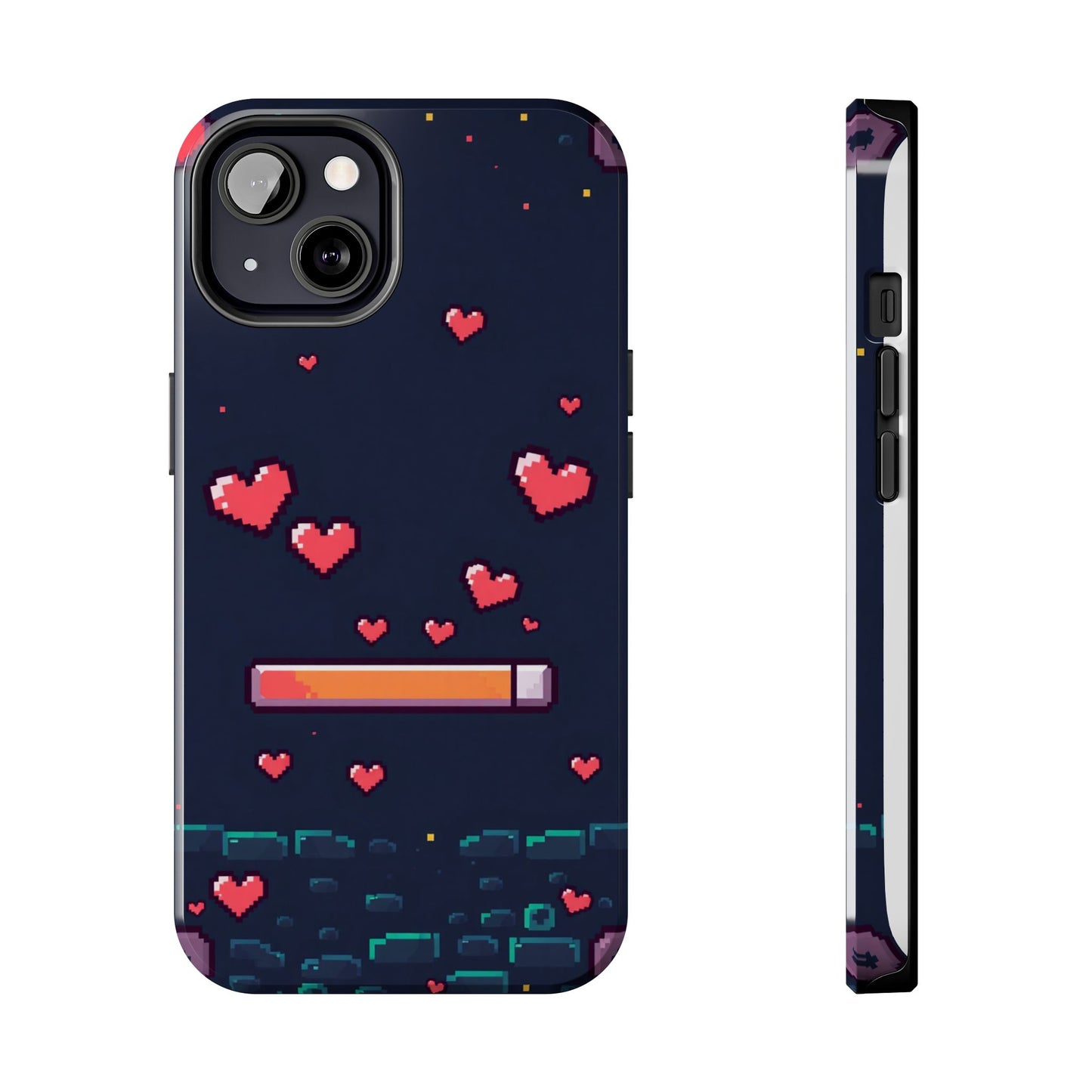 Pixel Heart Tough Phone Case - Retro Gamer Style for Valentine's Day