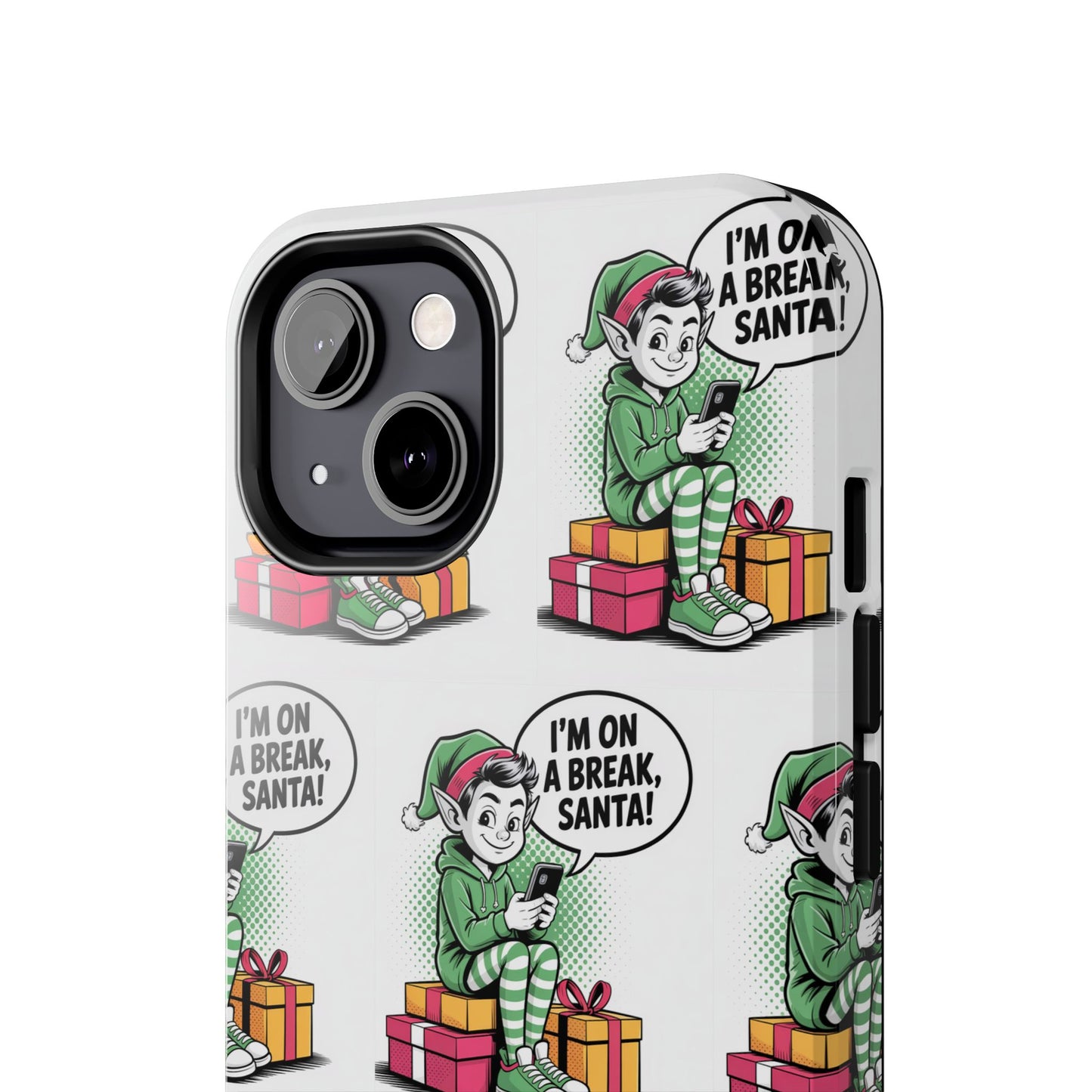 Christmas Elf Tough Phone Case - I'm on a Break, Santa Pattern!