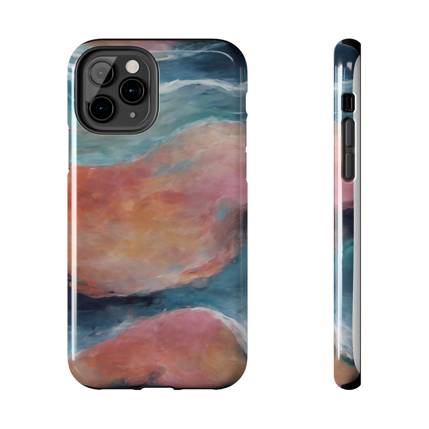 Artistic Painted Sea Tough Phone Case - Abstract Waves Design - for iPhone