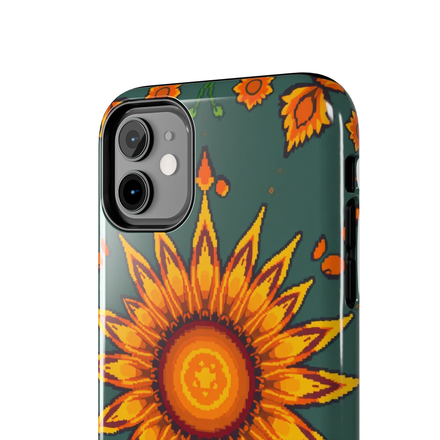 Pixelated Vibrant Floral Tough Phone Case | Sunflower Design for Nature Lovers - for iPhone