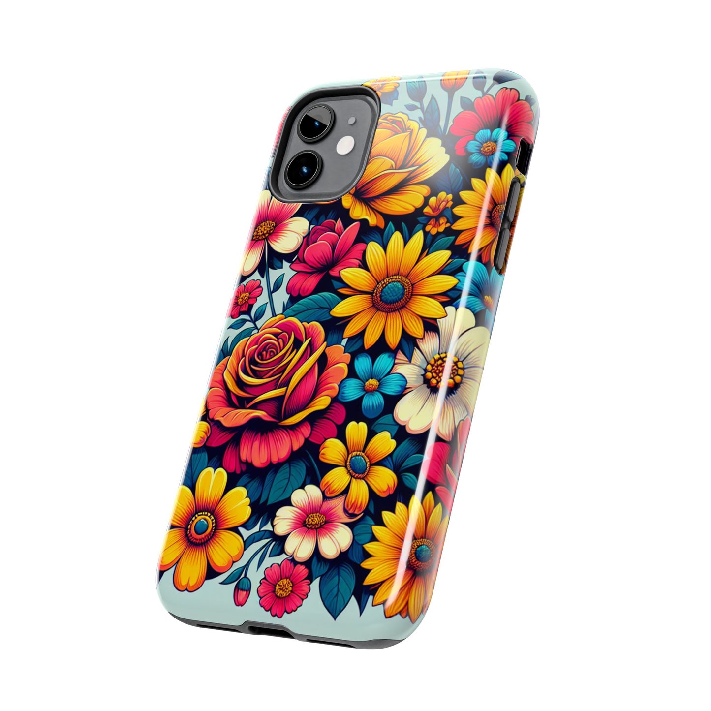 Vibrant Floral Tough Phone Case - Colorful Flower Design - for iPhone