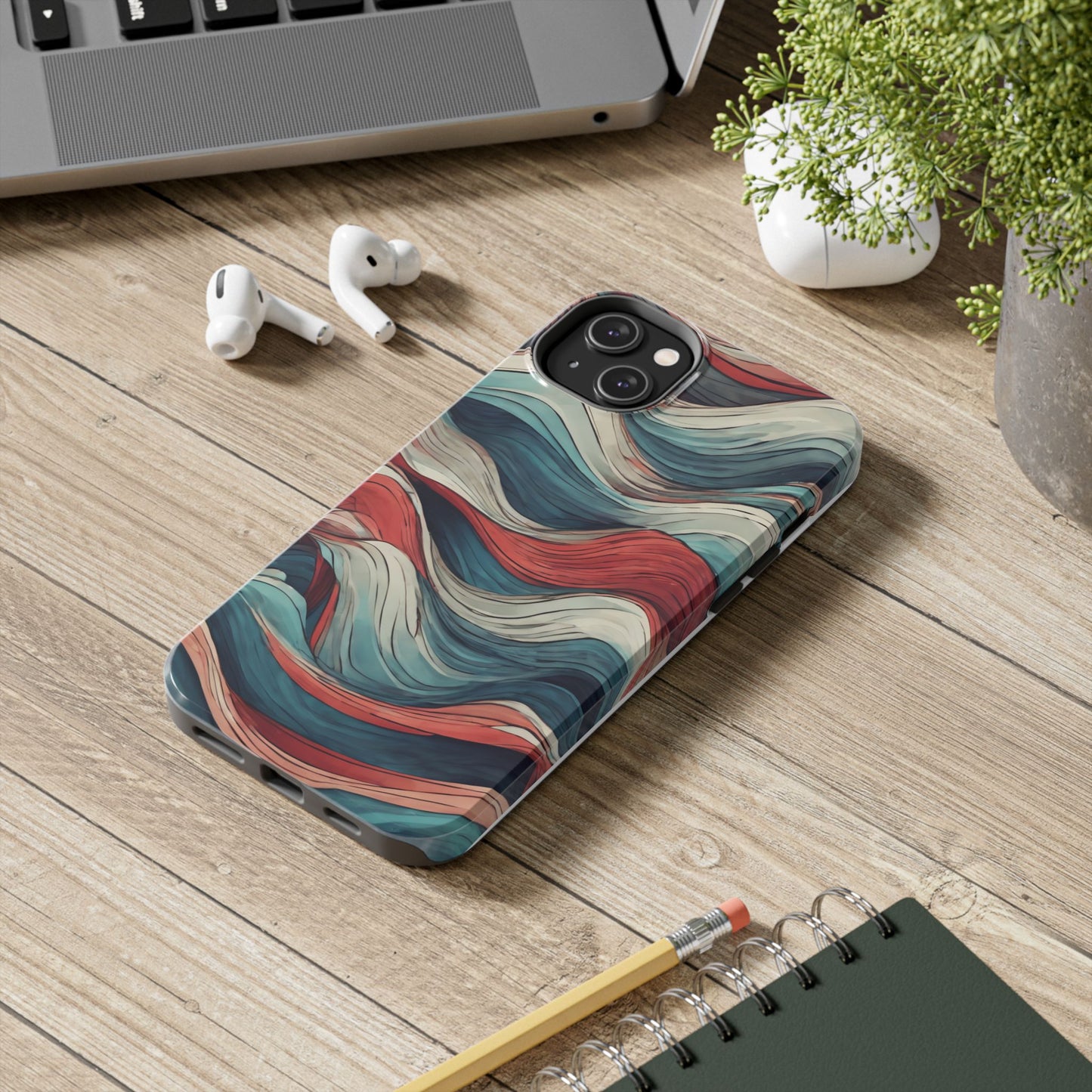 Abstract Waves Tough Phone Case - Stylish & Durable Phone Protection - for iPhone