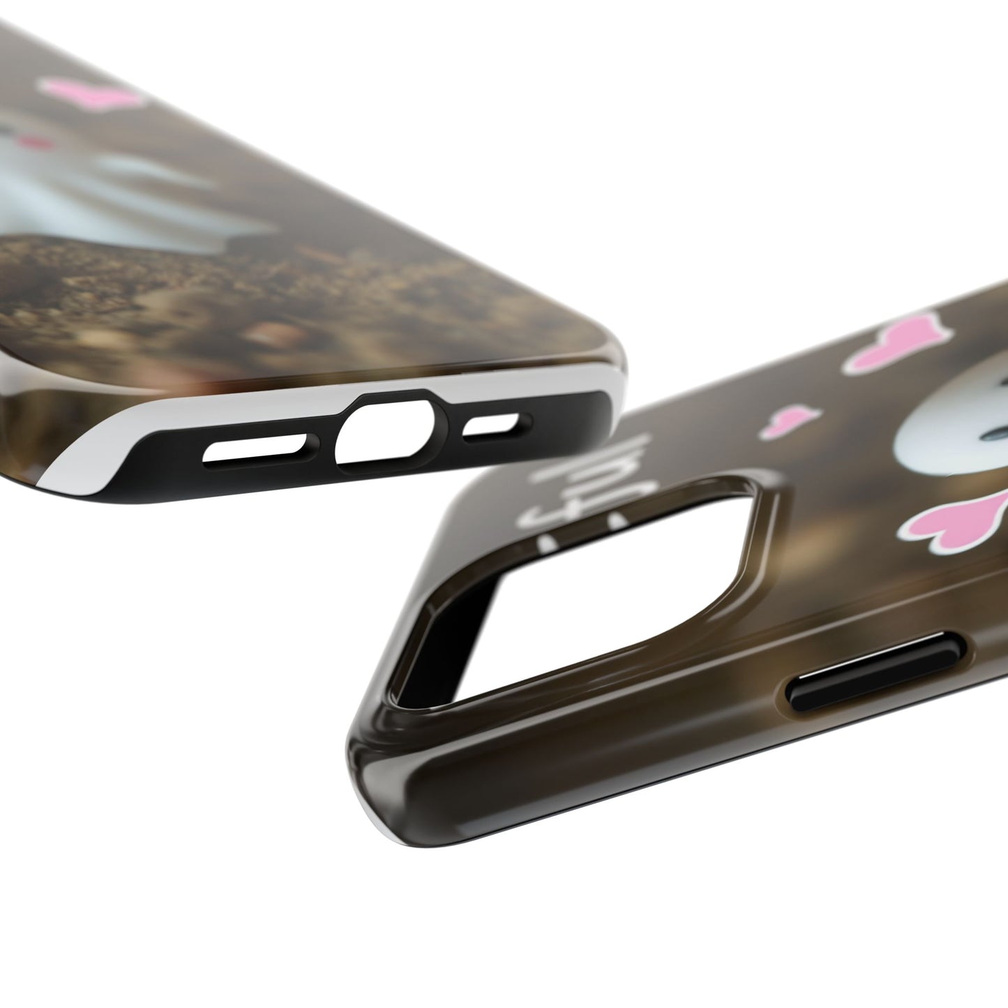 Cute Ghost Tough Phone Case - Beautiful Design with Heart Accents