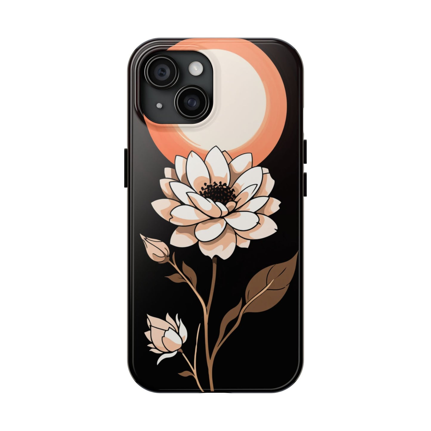 Elegant Contrast Floral Tough Phone Case - Stylish Protection for Your Device - for iPhone