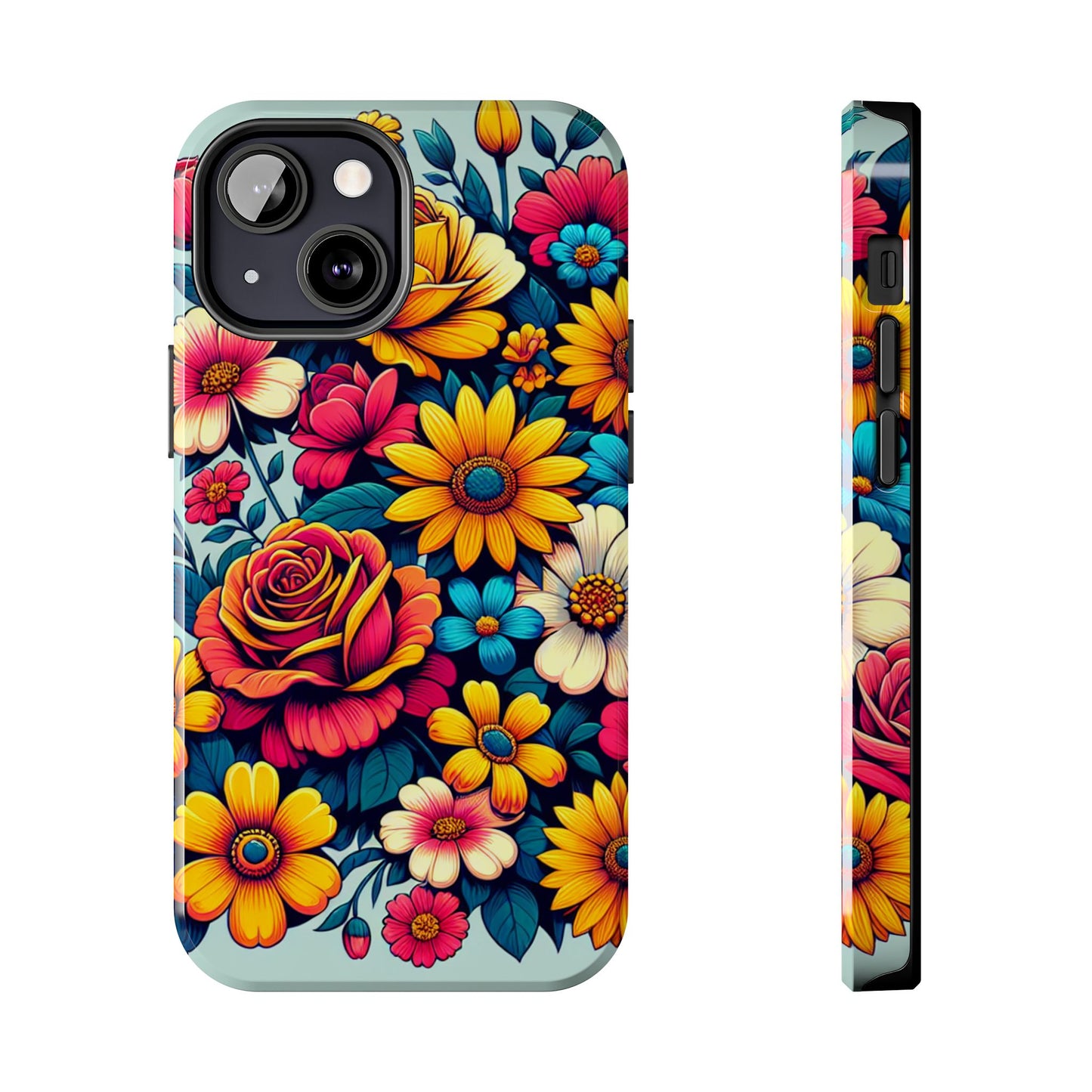 Vibrant Floral Tough Phone Case - Colorful Flower Design - for iPhone
