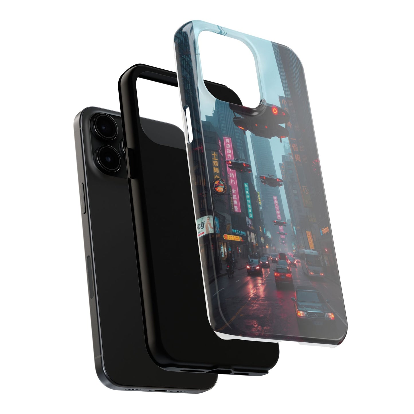 Futuristic City Tough Phone Case - Sci-Fi Design for Urban Explorers