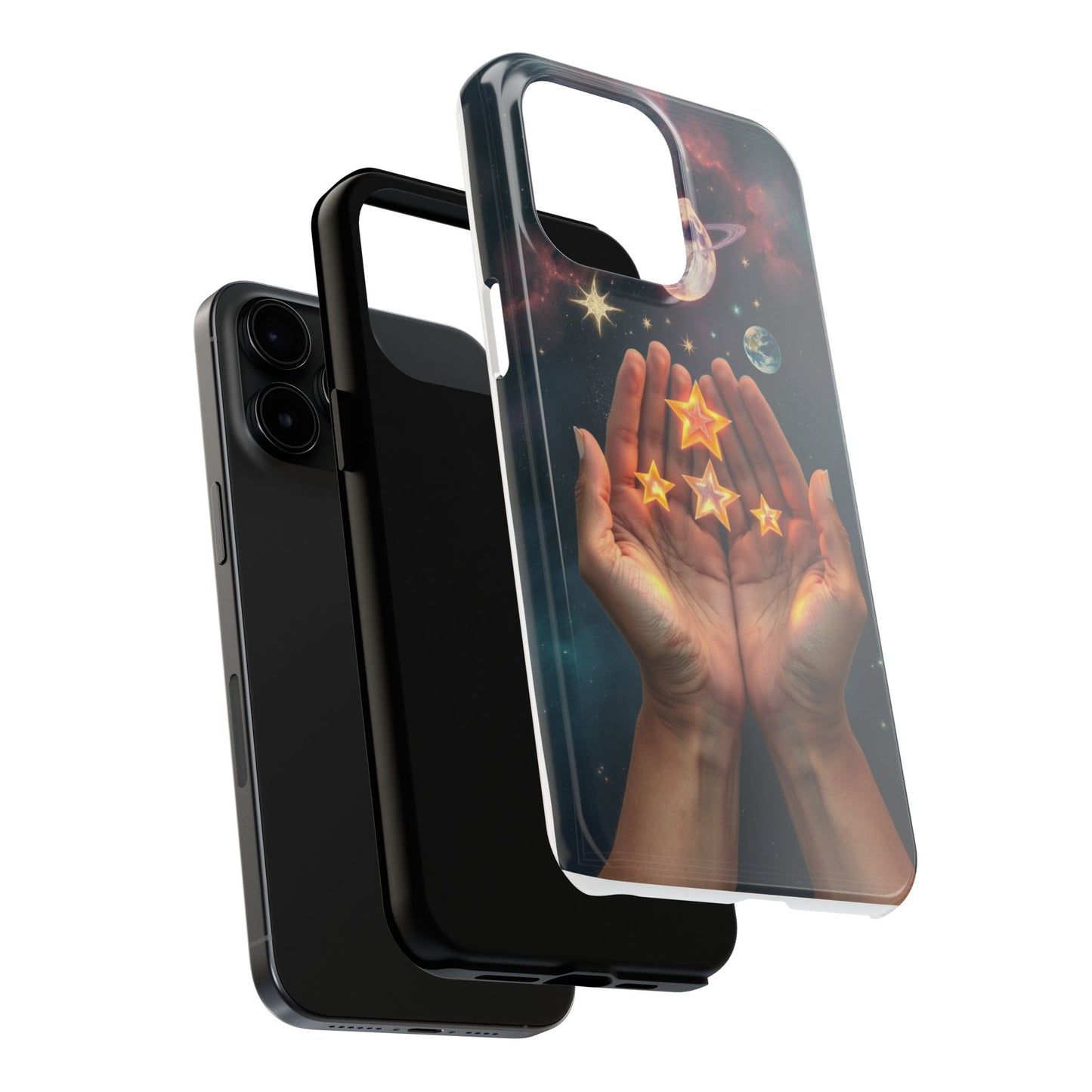 Galaxy Hands Tough Phone Case - Celestial Design for Star Lovers
