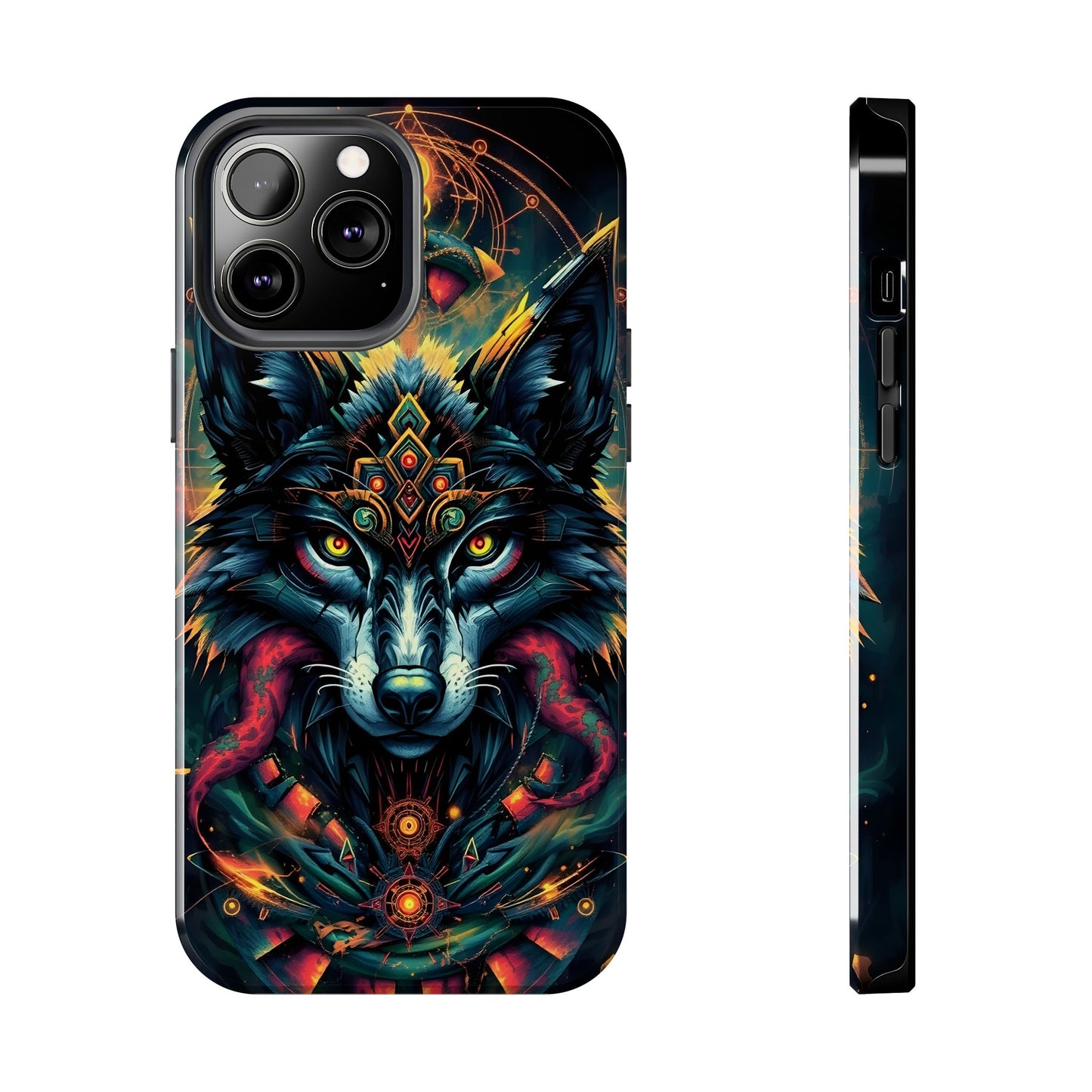 Vibrant Mystical Wolf Art Tough Phone Case - Durable & Unique Design for Animal Lovers - for iPhone