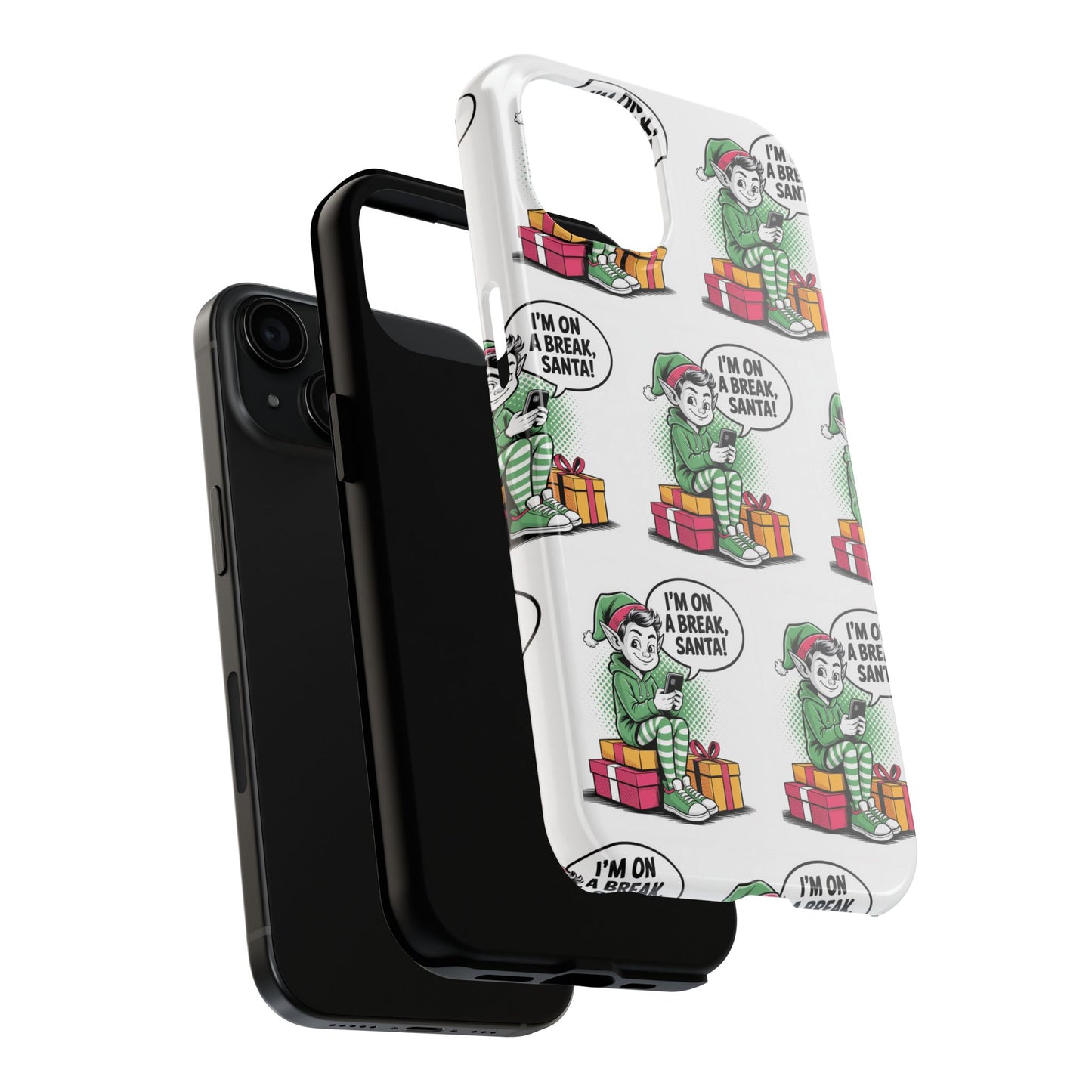 Christmas Elf Tough Phone Case - I'm on a Break, Santa Pattern!