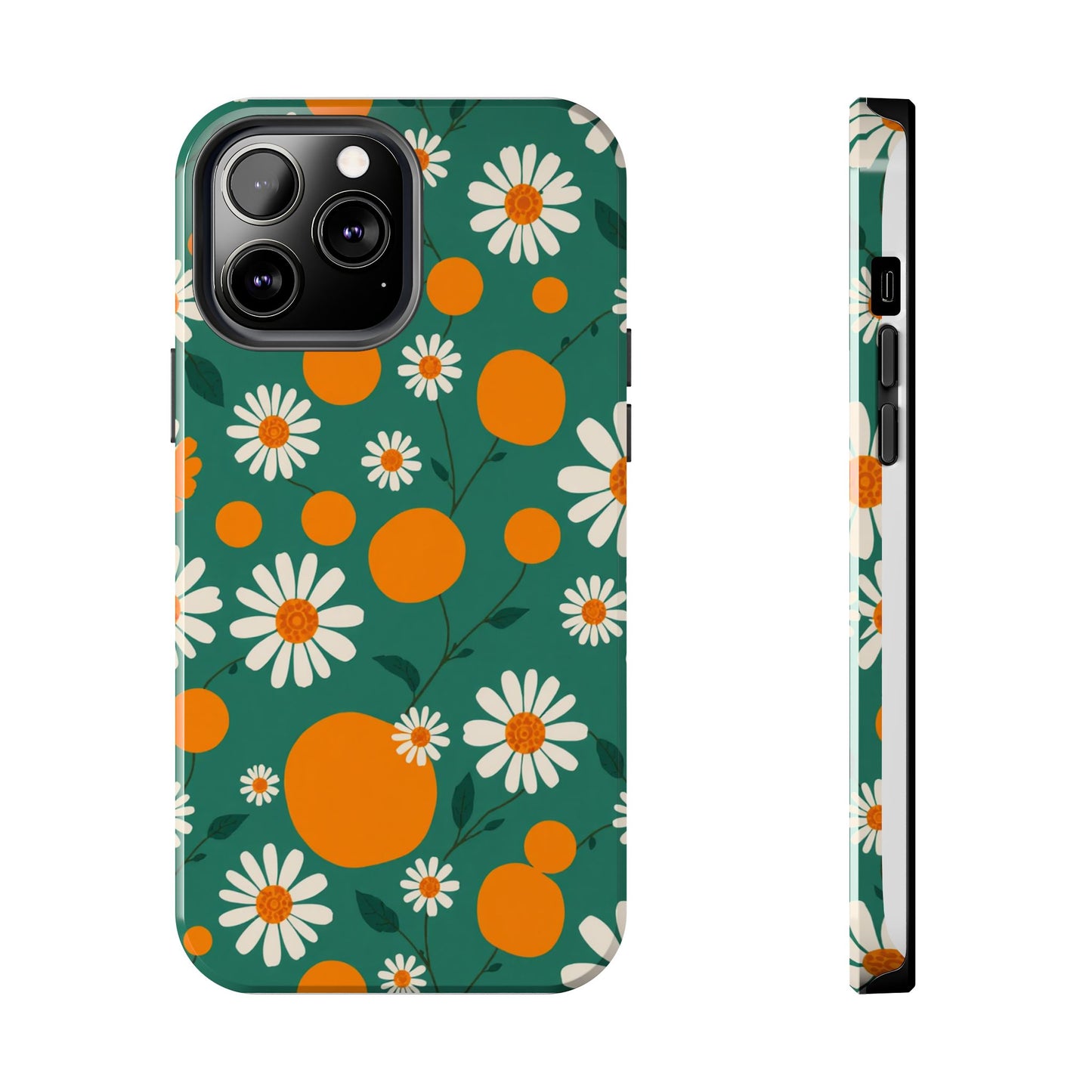 Floral Tough Phone Case - Daisy & Orange Design