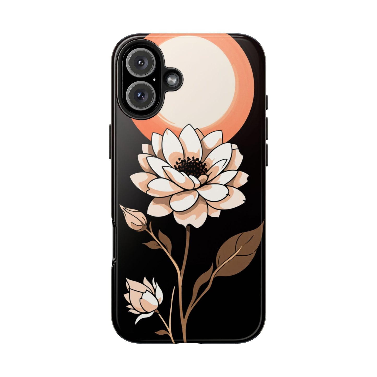 Elegant Contrast Floral Tough Phone Case - Stylish Protection for Your Device - for iPhone