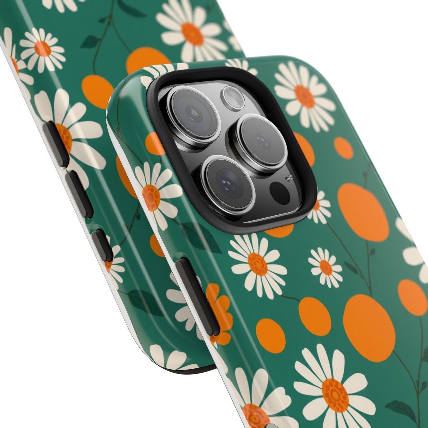 Floral Tough Phone Case - Daisy & Orange Design