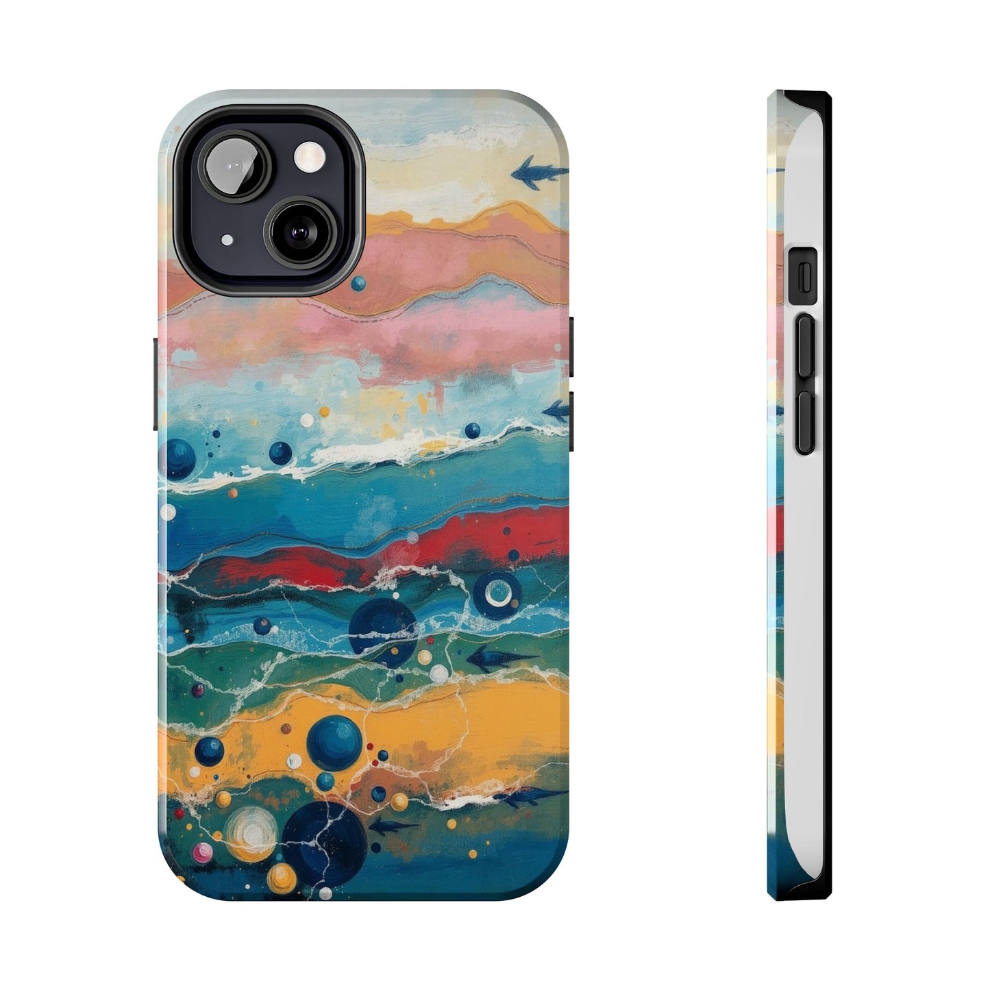 Artistic Tough Phone Case - Vibrant Waves Design for Unique Style