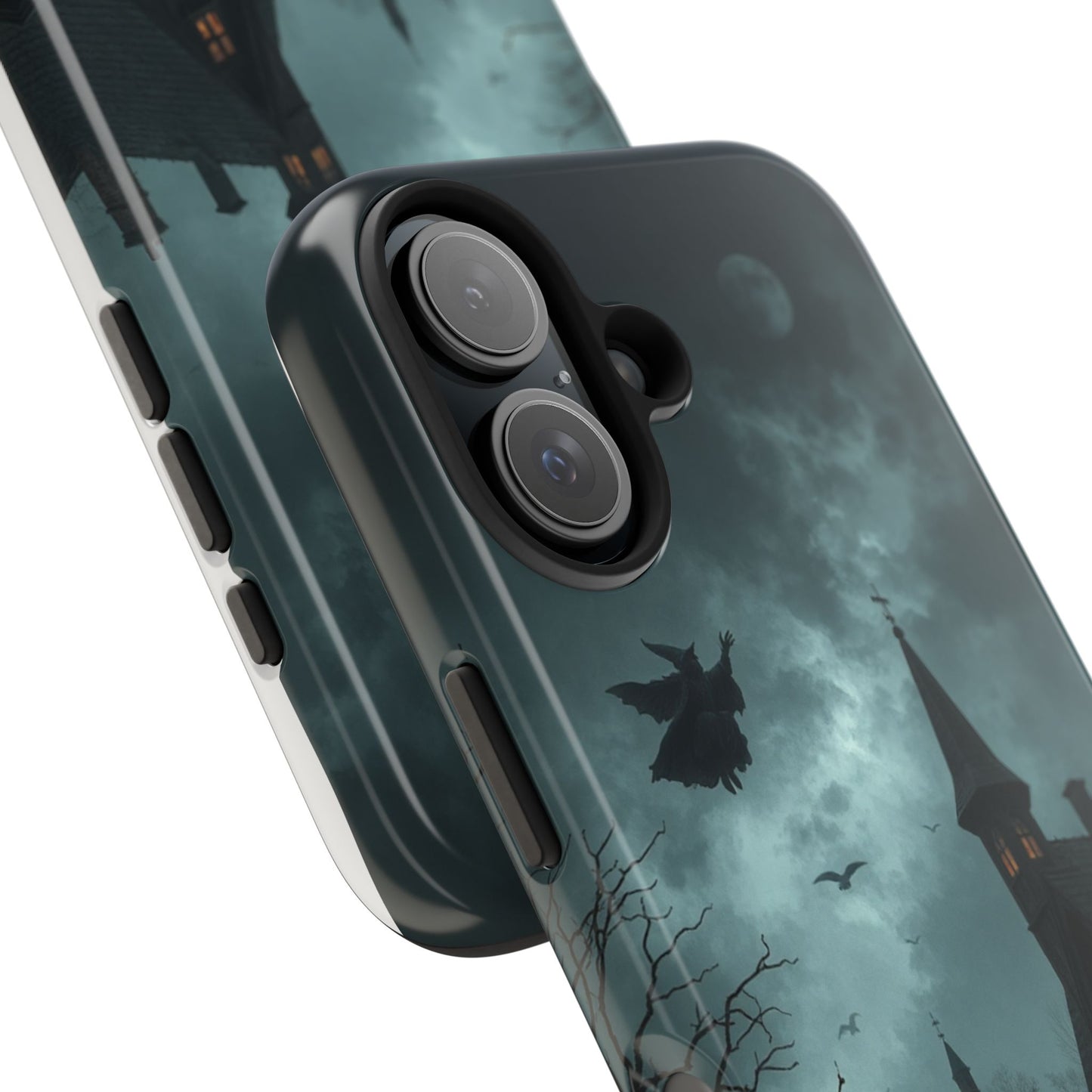 Halloween-Themed Tough Phone Case with Spooky House Design