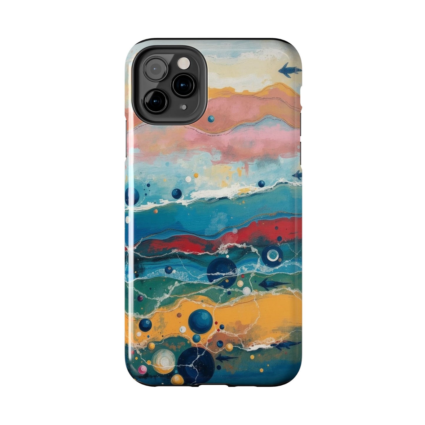 Artistic Tough Phone Case - Vibrant Waves Design for Unique Style